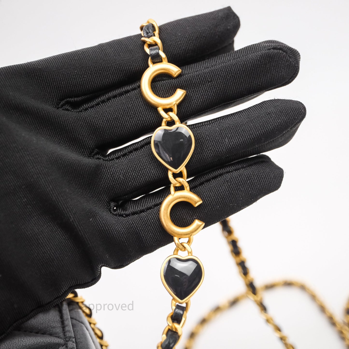 Chanel Vanity With COCO Heart Chain Black Lambskin Aged Gold Hardware
