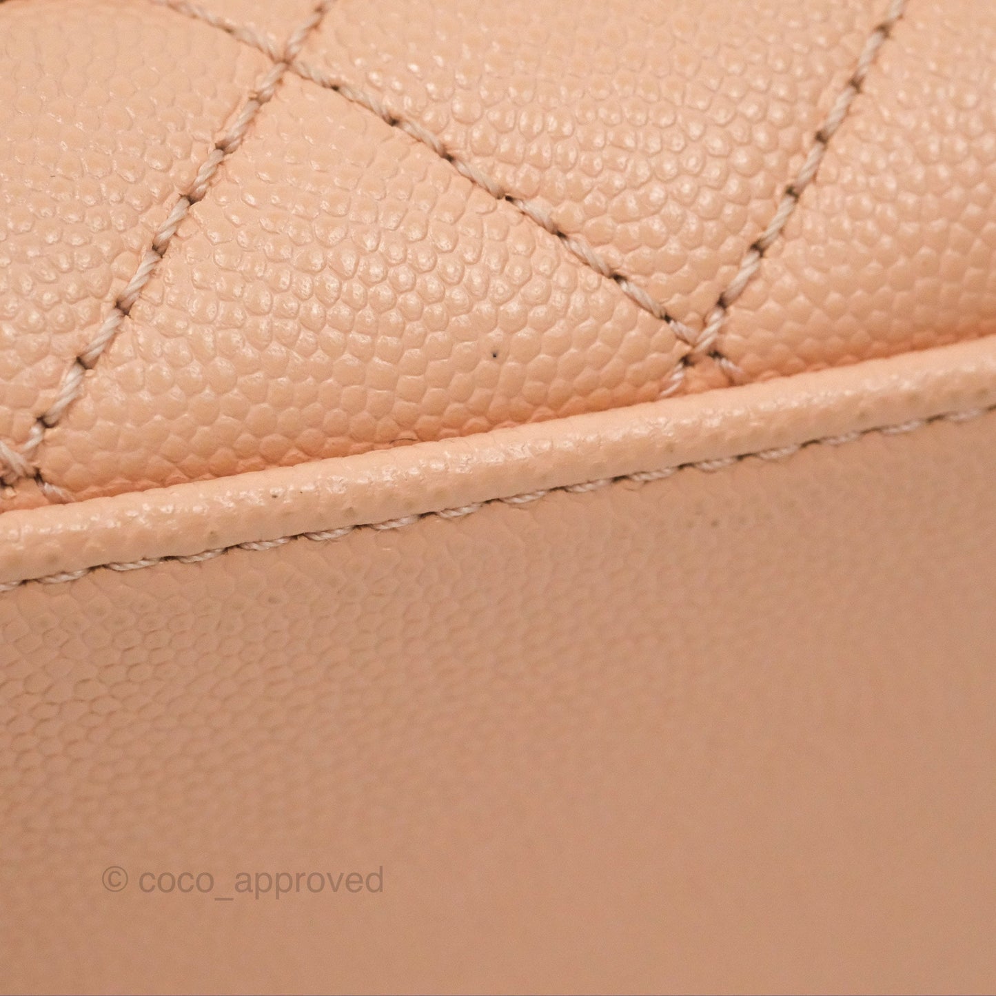 Chanel Quilted Mini Coco Handle Caviar Pink Beige Gold Hardware