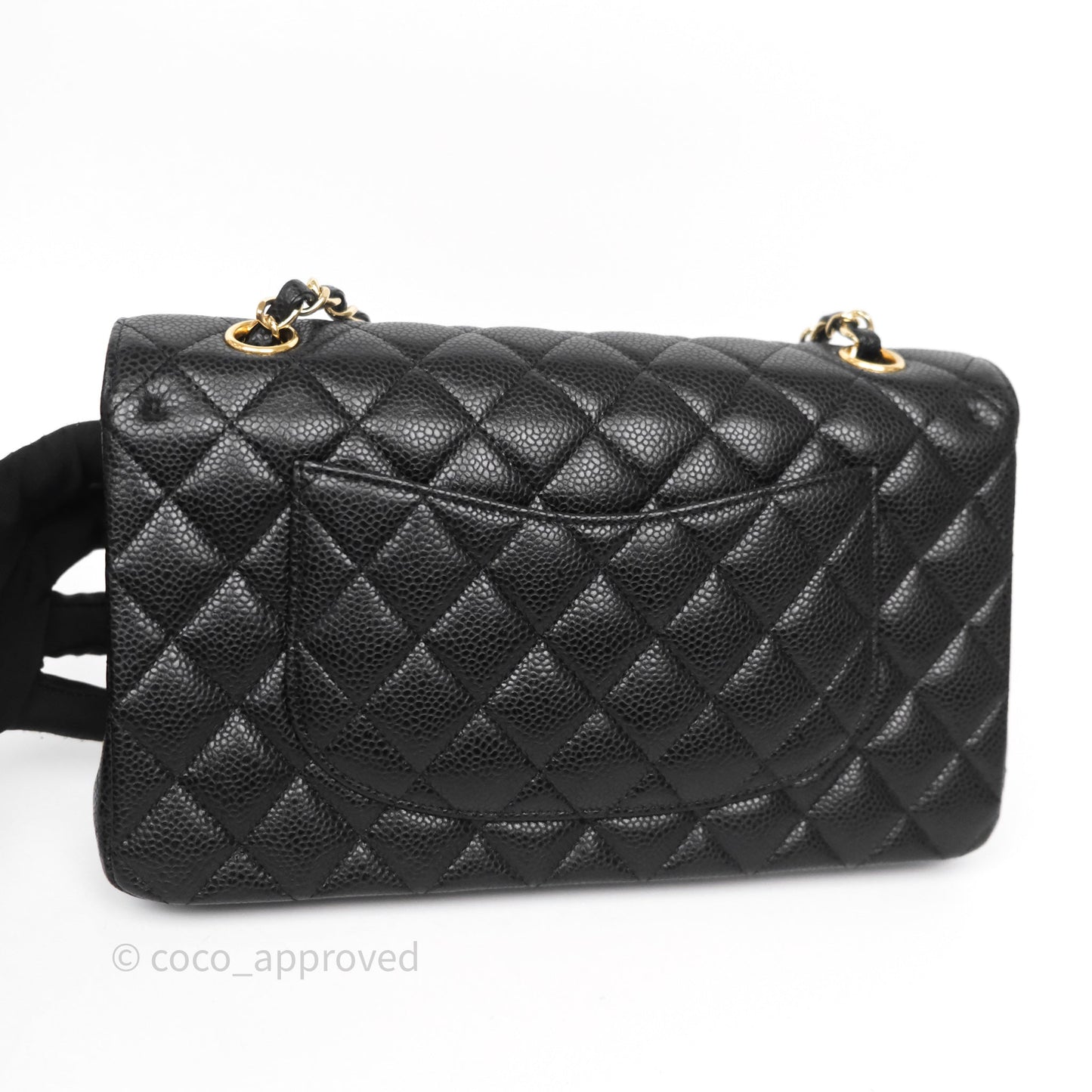 Chanel Classic M/L Medium Flap Quilted Black Caviar Gold Hardware