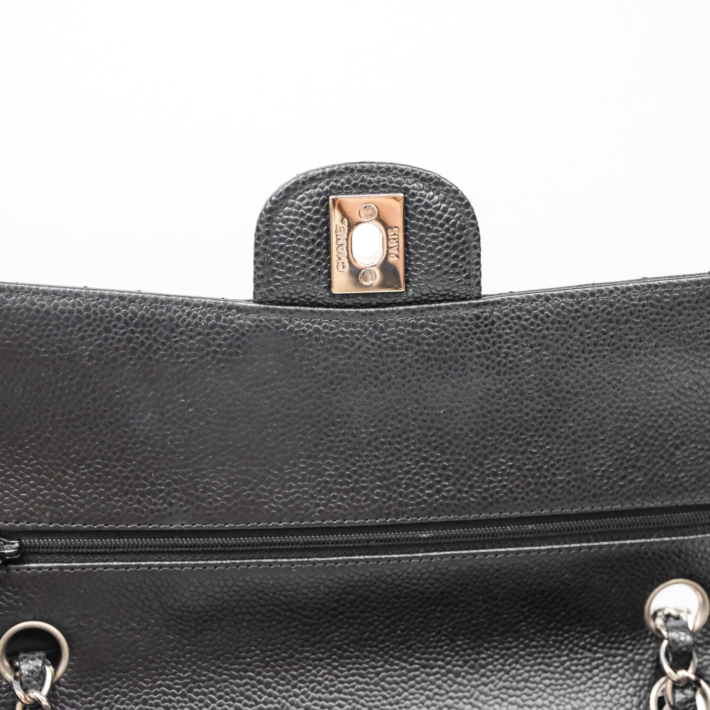 Chanel Classic M/L Medium Flap Quilted Black Caviar Silver Hardware