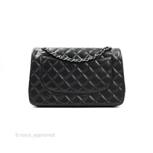 Chanel Jumbo Double Flap Dark Grey Lambskin Silver Hardware⁣⁣