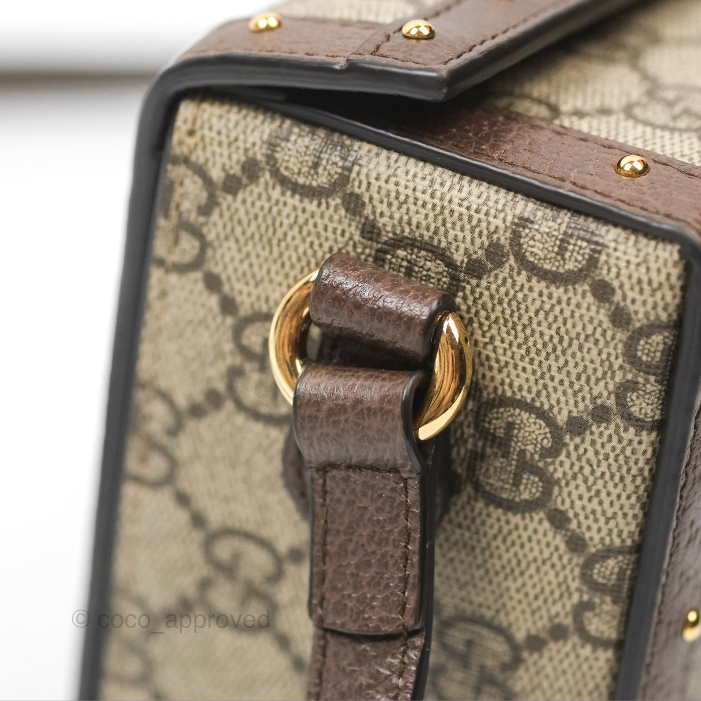 Gucci Gucci Brown/Beige GG Supreme Canvas and Leather Mini Trunk Bag