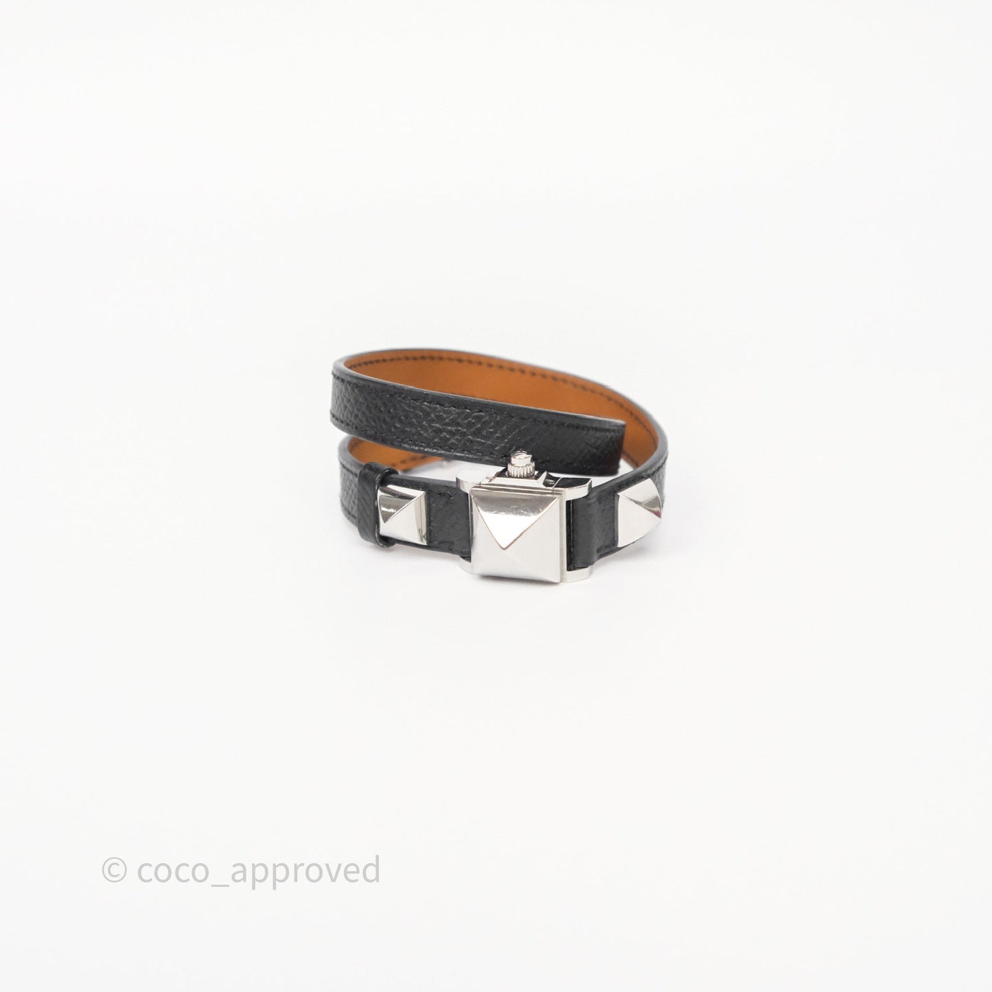 Hermes Medor Watch Mini Model Black Double Strap & Orange Strap