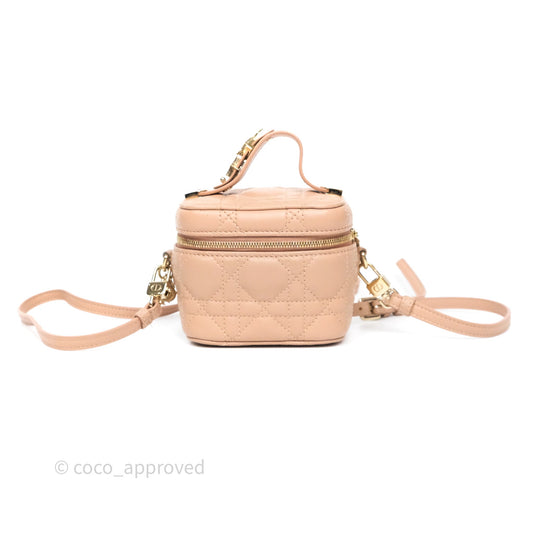 Dior Micro Lady Dior Vanity Case Rose Des Vents Pink Cannage Lambskin
