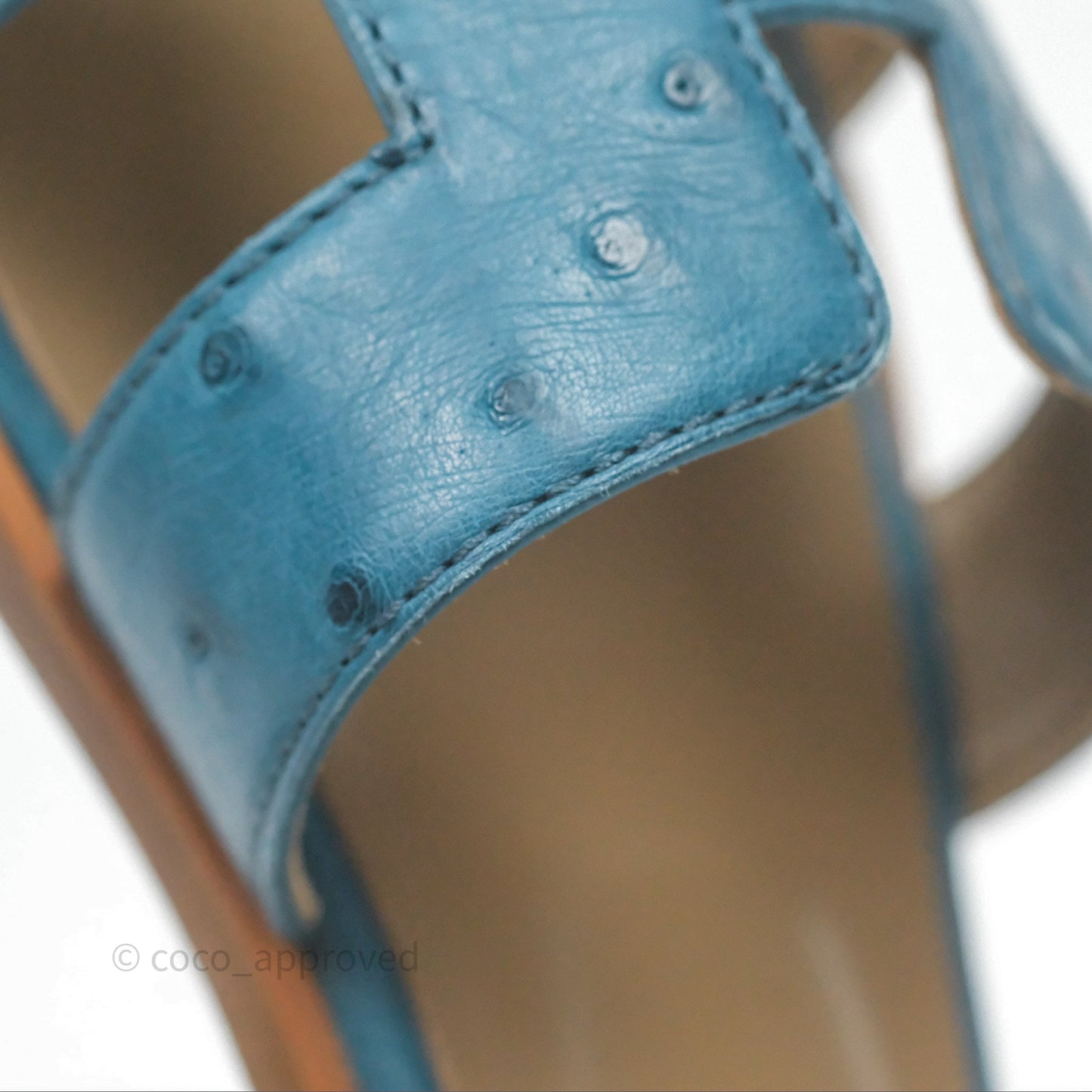 Hermès Oran Sandals in Blue Cobalt Ostrich Size 37
