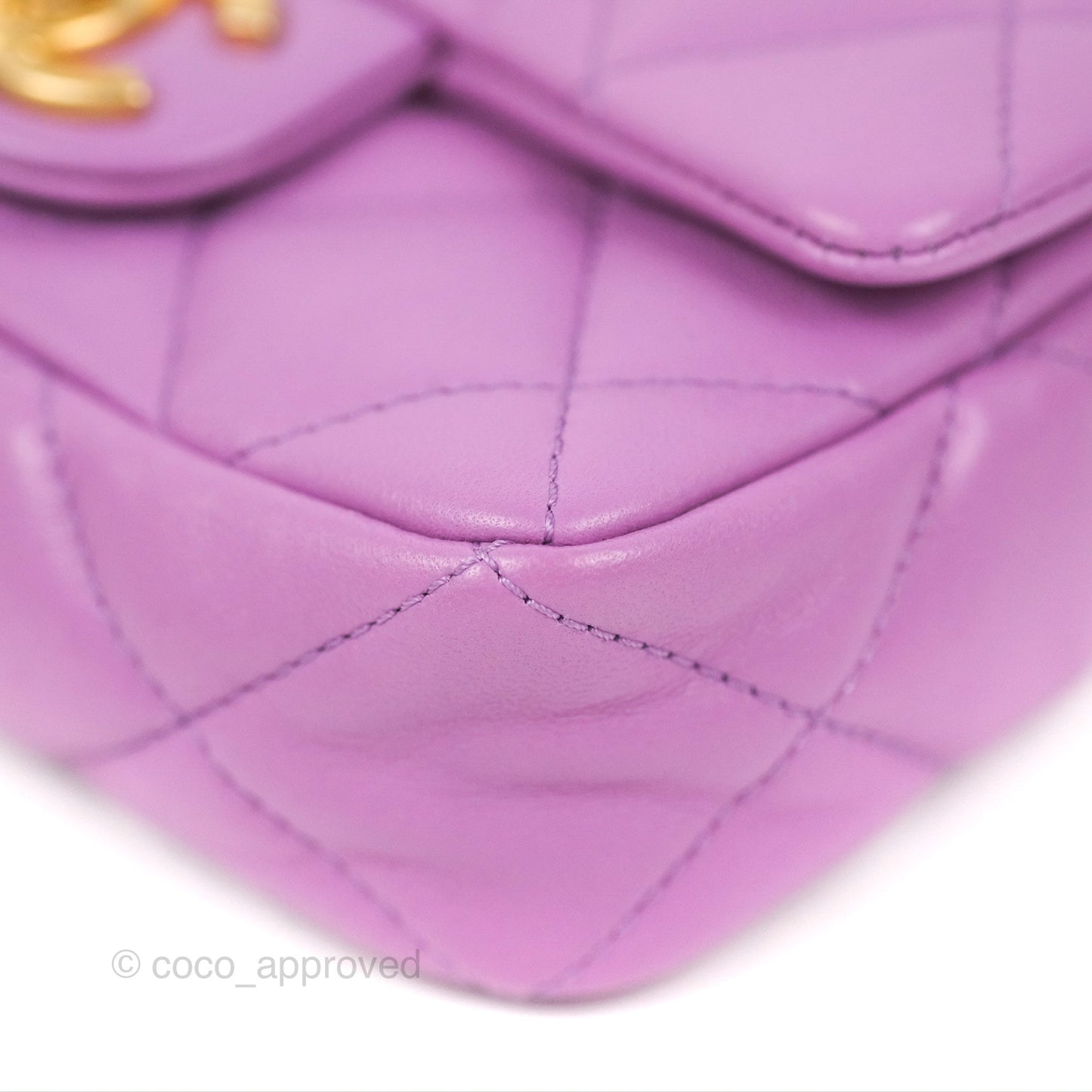 Chanel Quilted Mini CC Funky Town Flap Purple Lambskin Gold Hardware