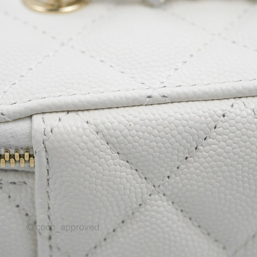 Chanel Classic Vanity with Chain White Caviar Gold Hardware