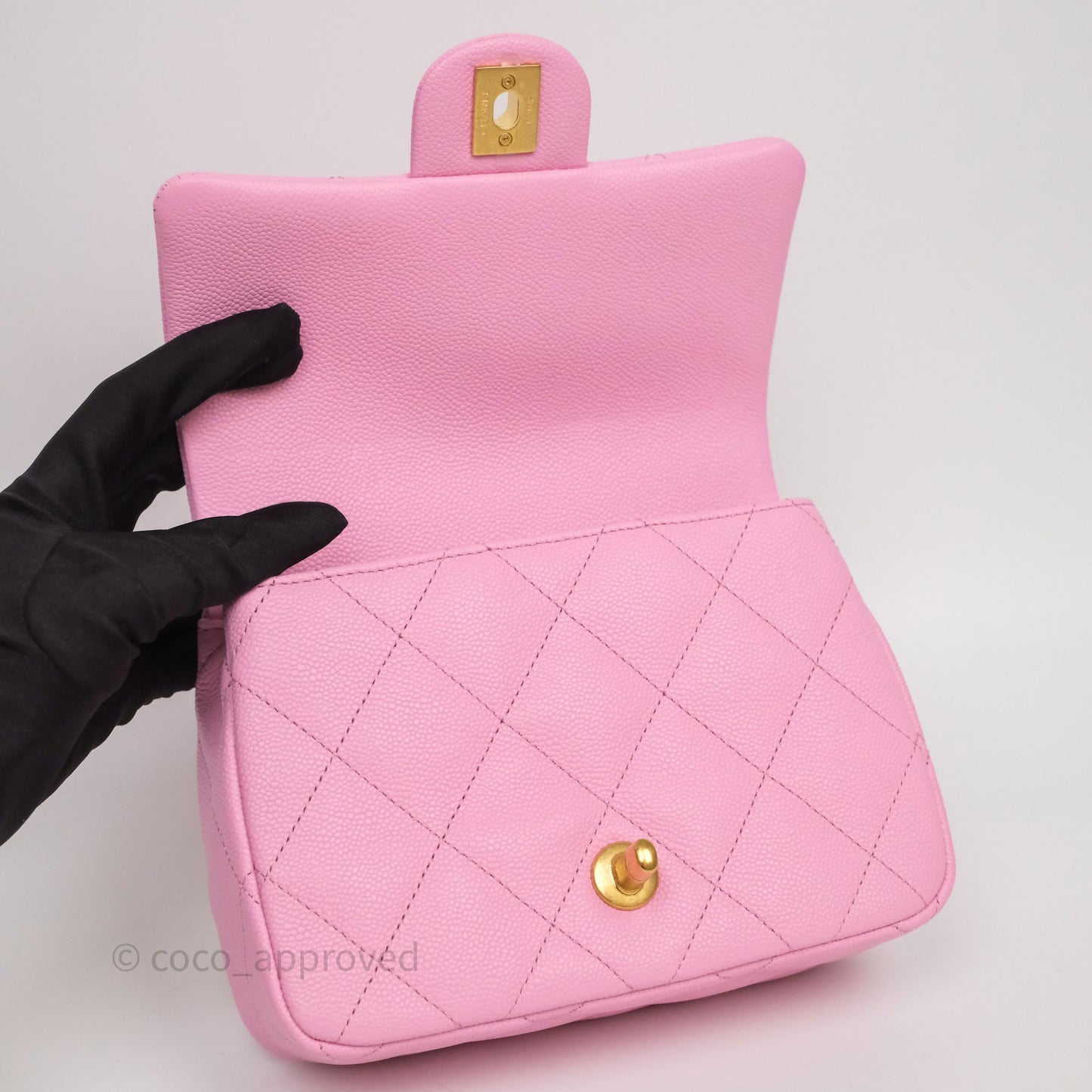 Chanel Heart Crush Mini Flap Bag Pink Caviar Aged Gold Hardware