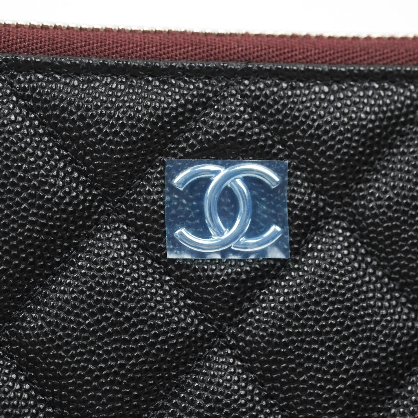 Chanel Medium Quilted O Case Black Caviar Silver Hardware