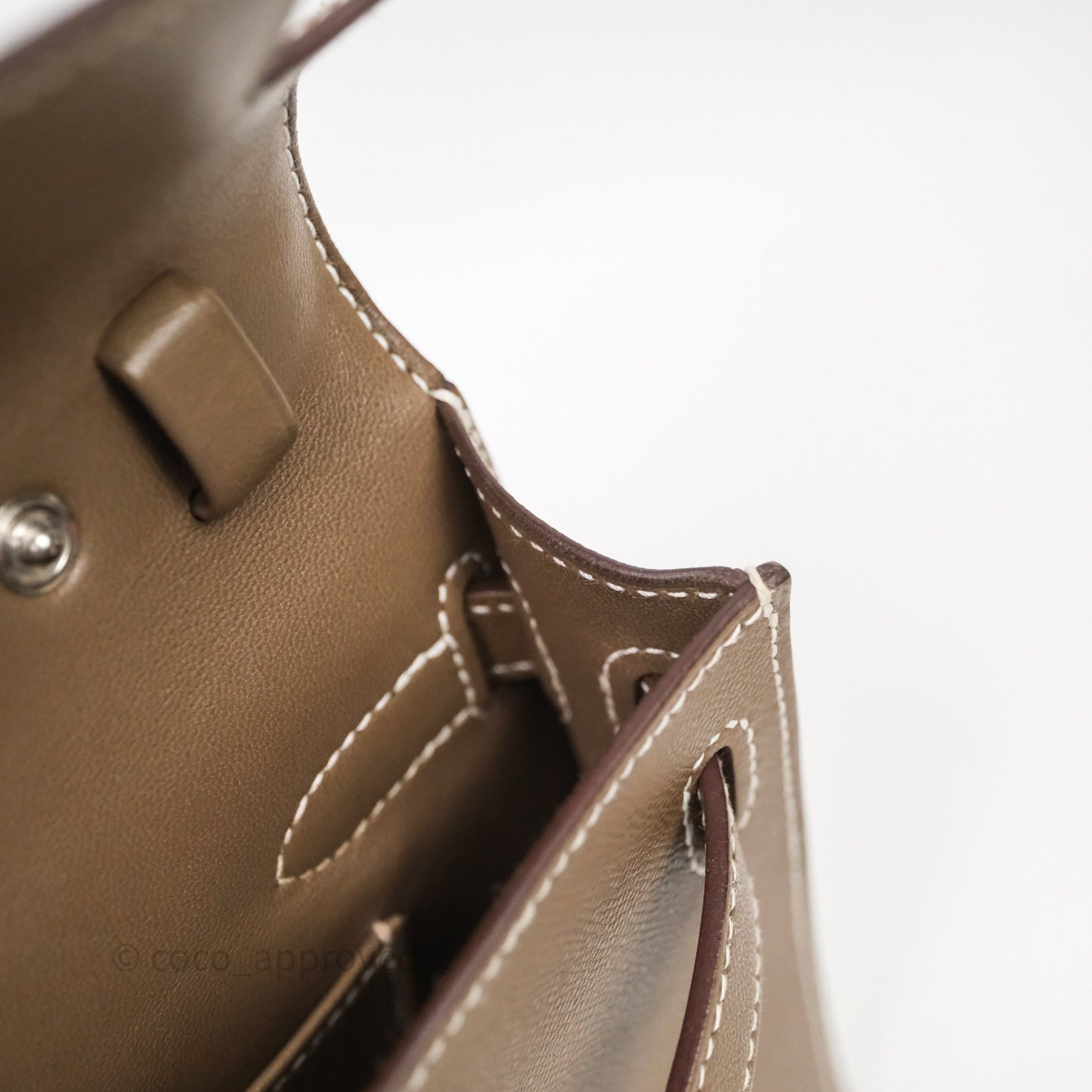 Hermes Kelly Elan Etoupe Madame Palladium Hardware