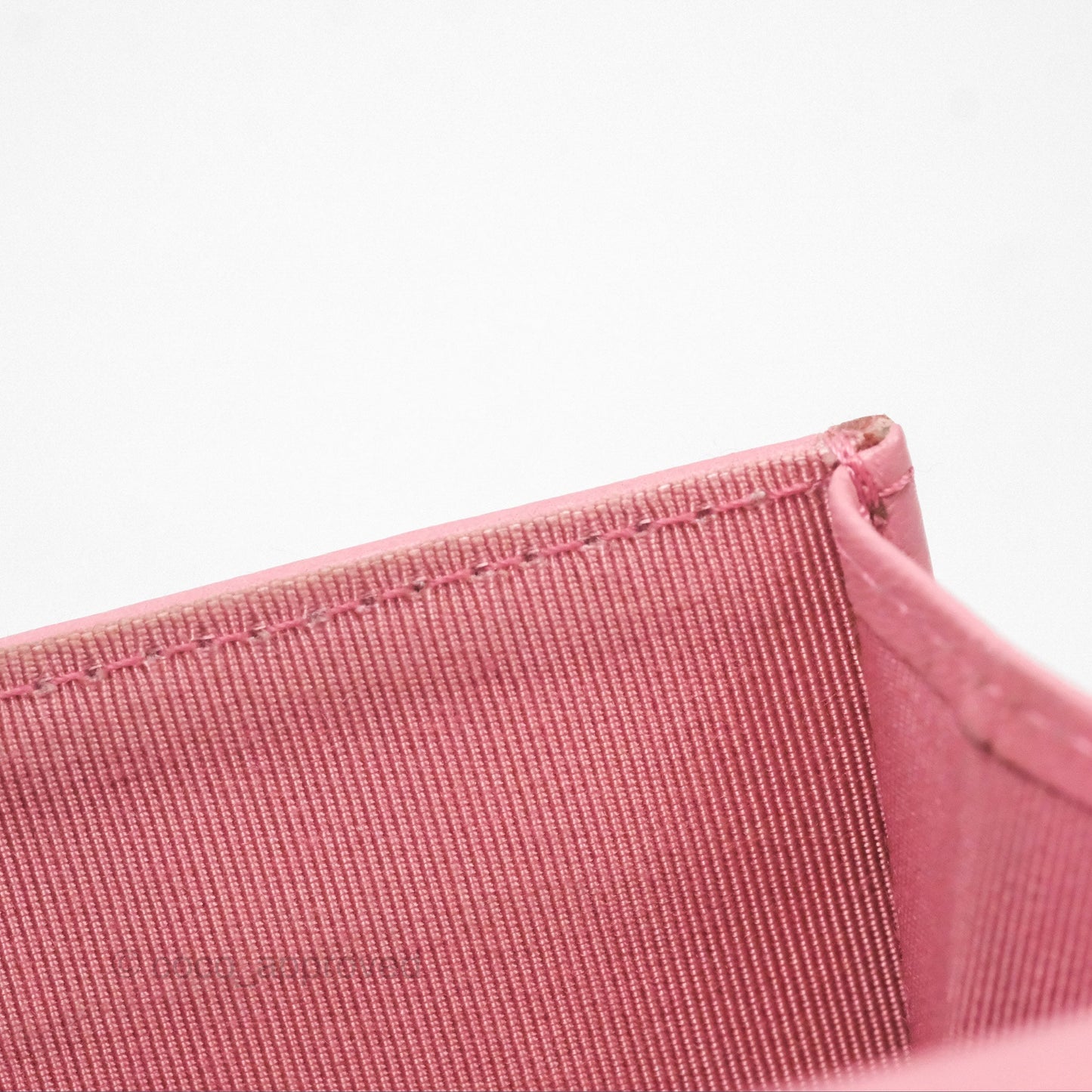 Chanel Quilted Flap Card Holder Pink Lambskin Silver Hardware