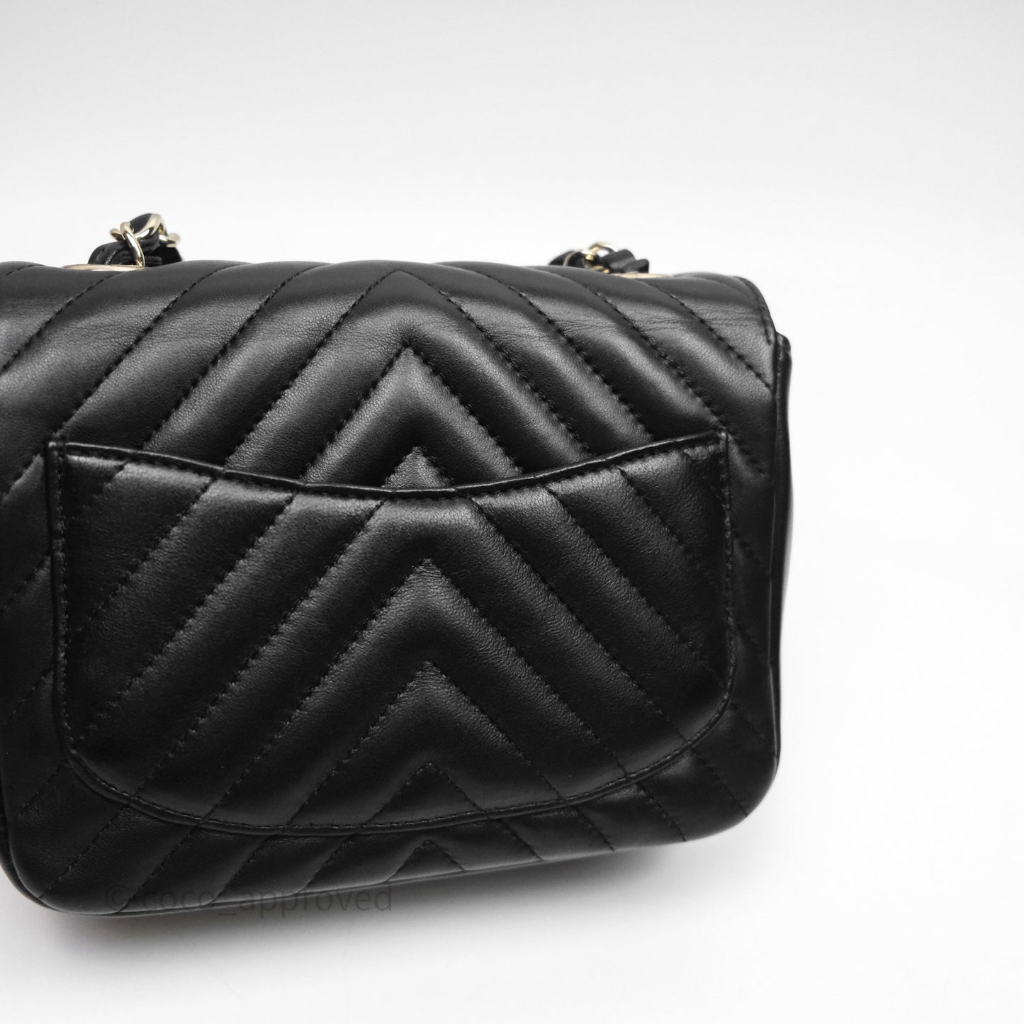 Chanel Mini Square Black Chevron Lambskin Gold Hardware