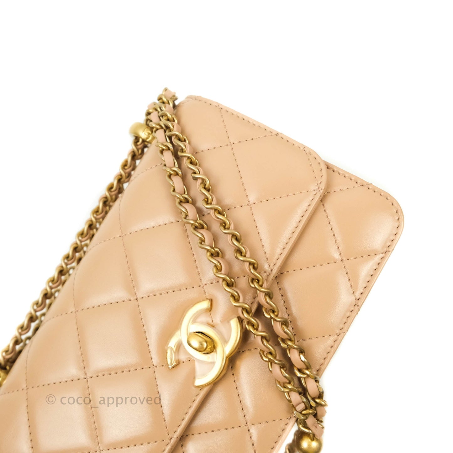 Chanel Quilted Mini Perfect Fit Adjustable Beige Calfskin Gold Hardware 21A