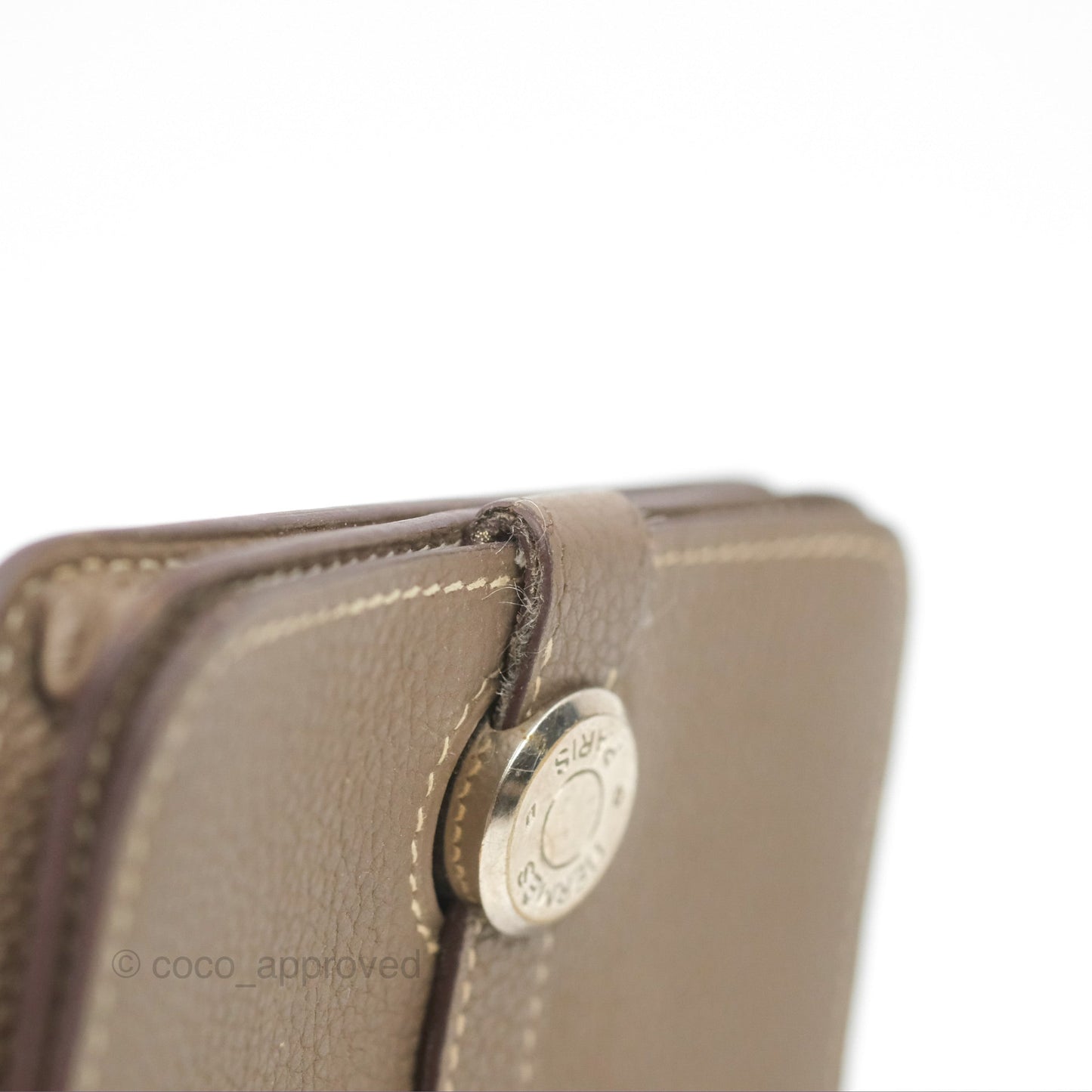 Hermes Dogon Card Case Etoupe Togo Palladium Hardware
