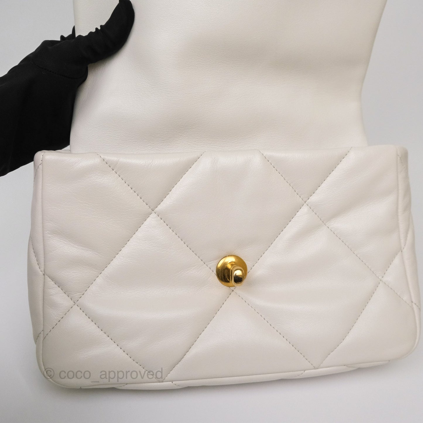 Chanel 19 Small Pearly White Mixed Hardware