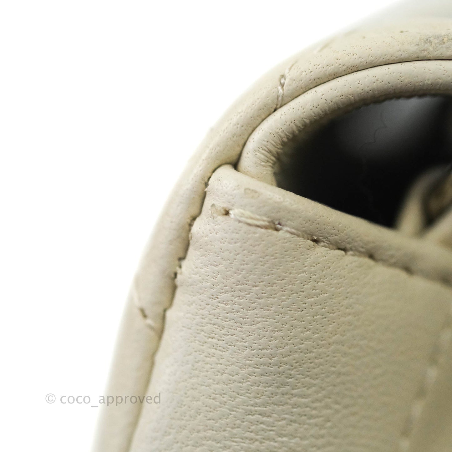 Chanel Mini Square Chevron Ivory Cream Lambskin Silver Hardware