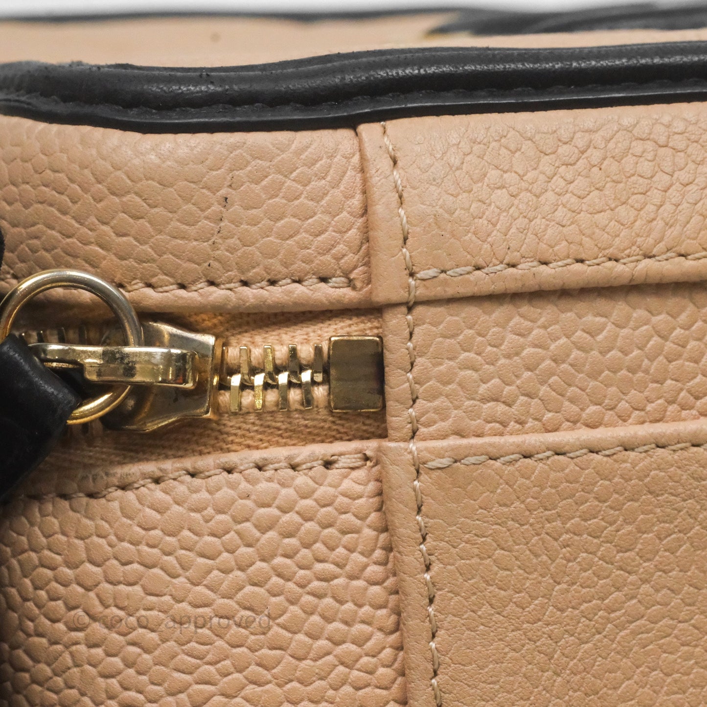 Chanel Medium CC Filigree Vanity Case Quilted Beige Black Caviar