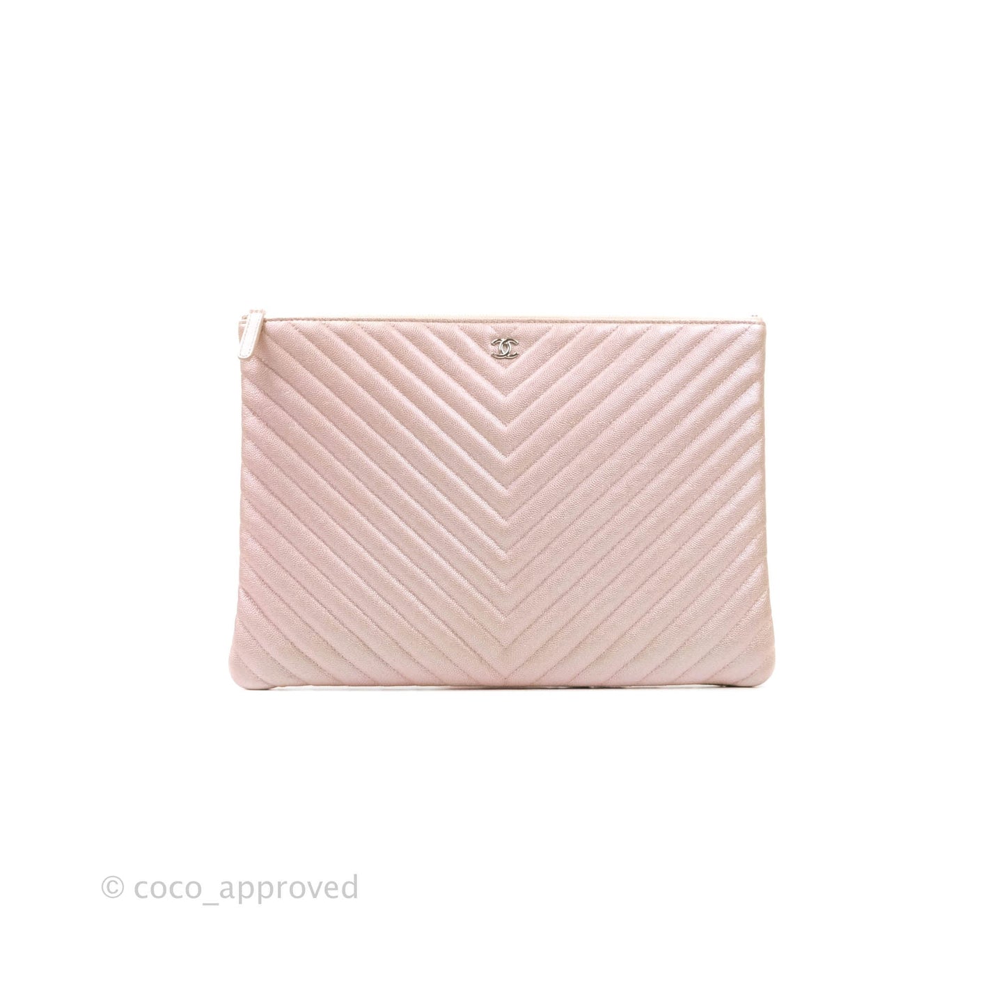 Chanel Large O Case Chevron Rose Gold 17B