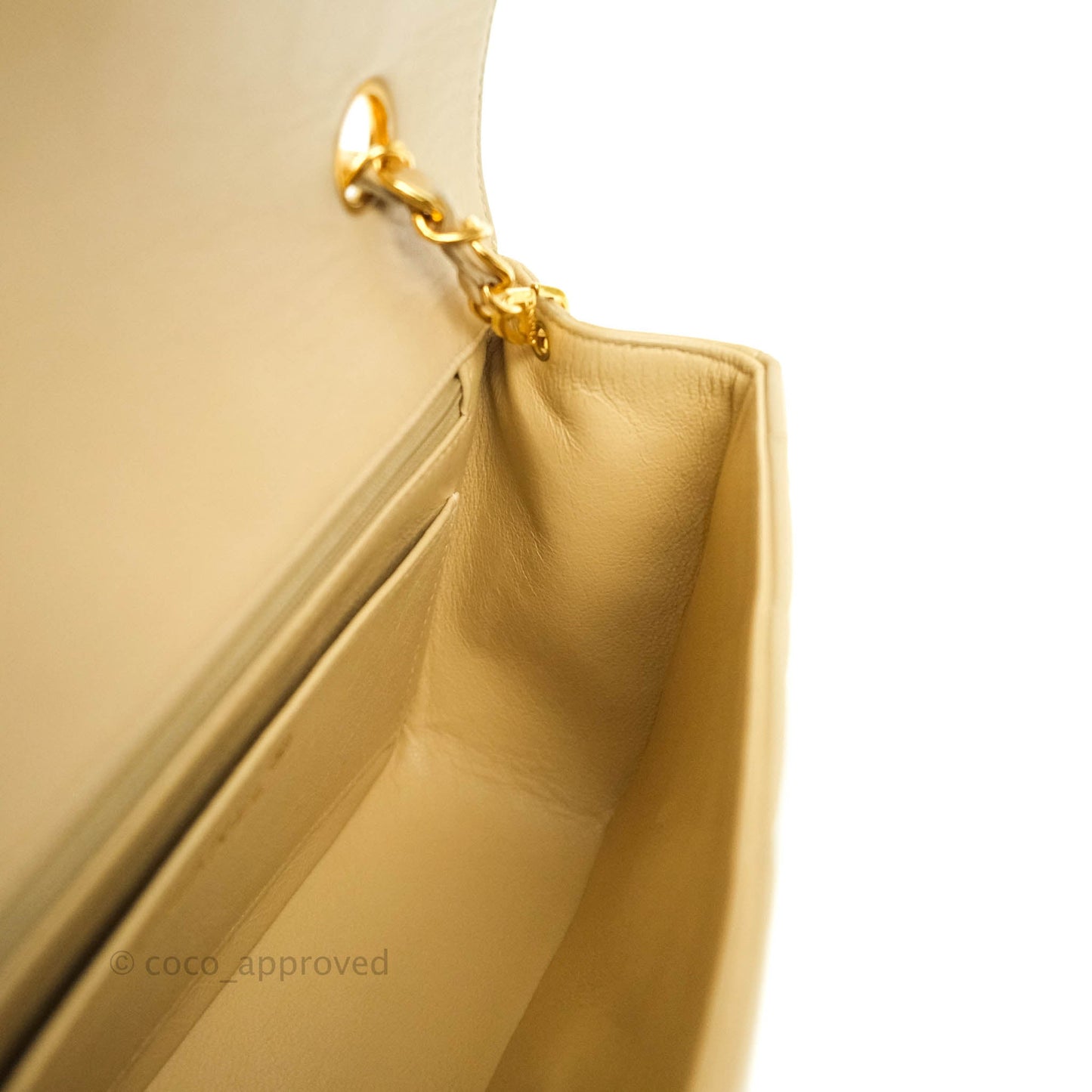 Chanel Vintage Small Quilted Classic Diana Flap Bag Beige Lambskin 24K Gold Hardware