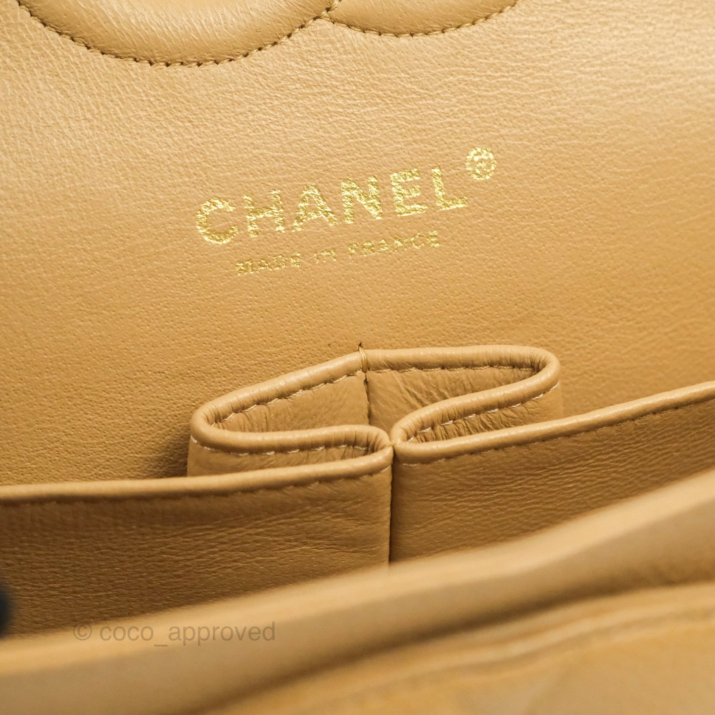Chanel Quilted M/L Medium Flap Vintage Dark Beige Caviar 24K Gold Hardware