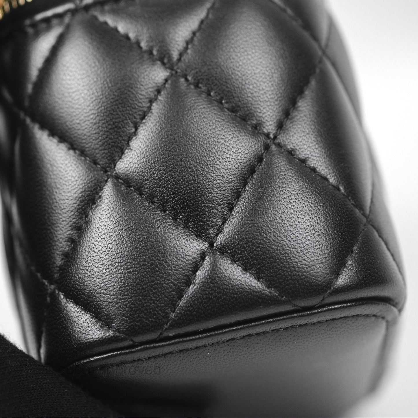 Chanel Mini Top Handle Vanity With Chain Black Lambskin Gold Hardware