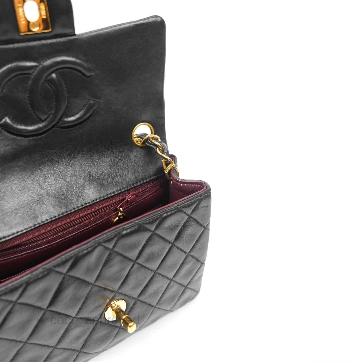 Chanel Vintage Mini Square Black Lambskin 24K Gold Hardware