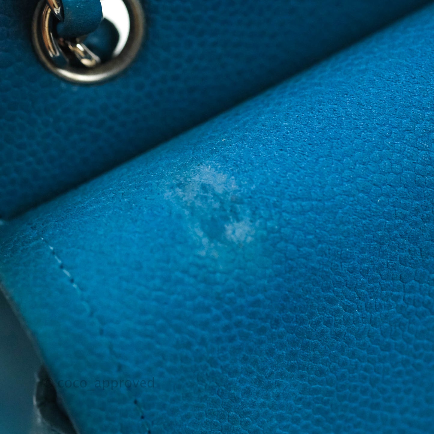 Chanel Classic M/L Medium Double Flap Turquoise Matte Caviar Silver Hardware