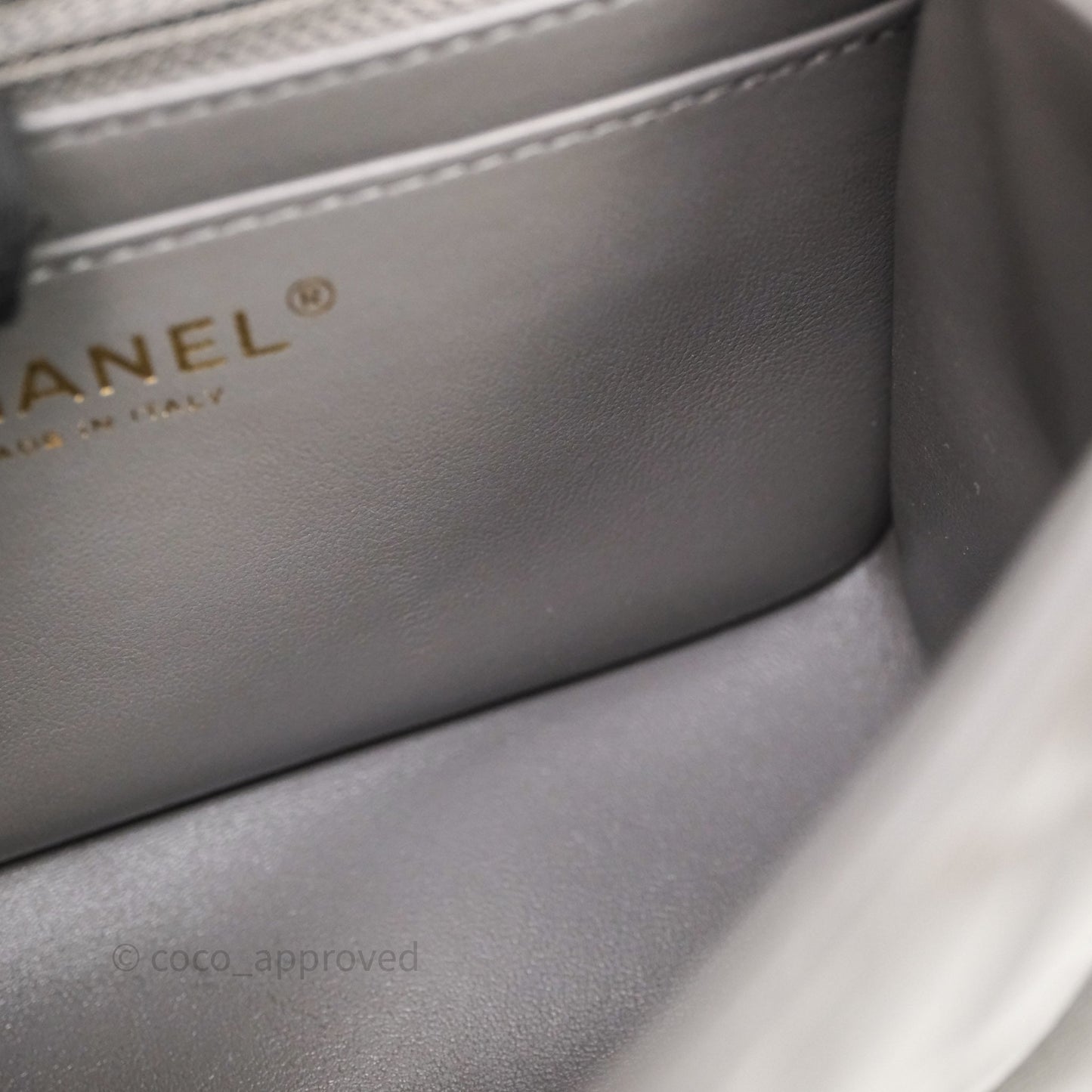 Chanel Mini Square Quilted Grey Lambskin Gold Hardware