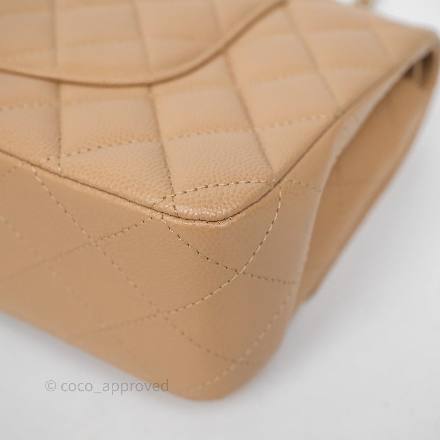 Chanel Classic M/L Medium Flap Quilted Dark Beige Caviar Gold Hardware