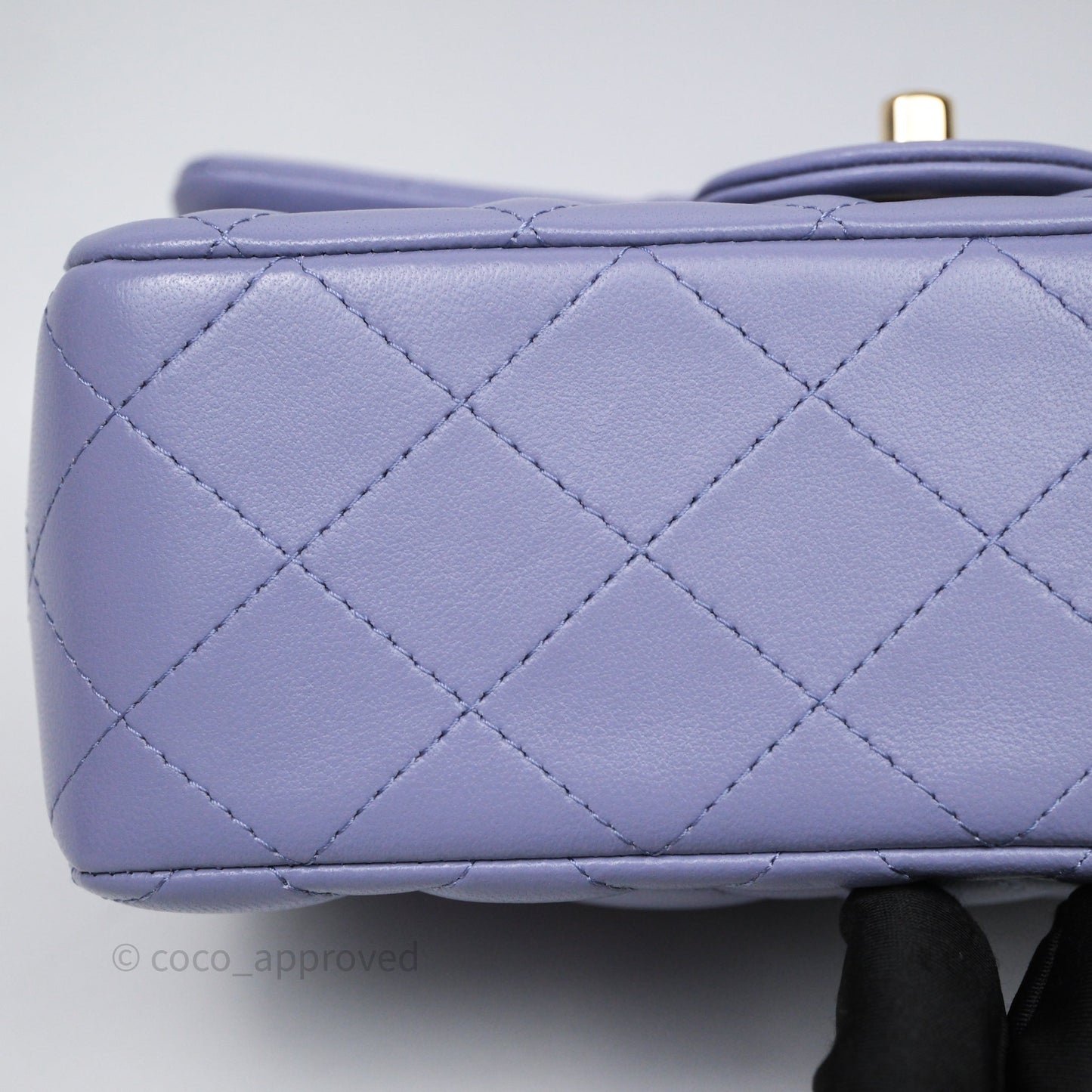 Chanel Top Handle Mini Rectangular Flap Purple Lambskin Gold Hardware