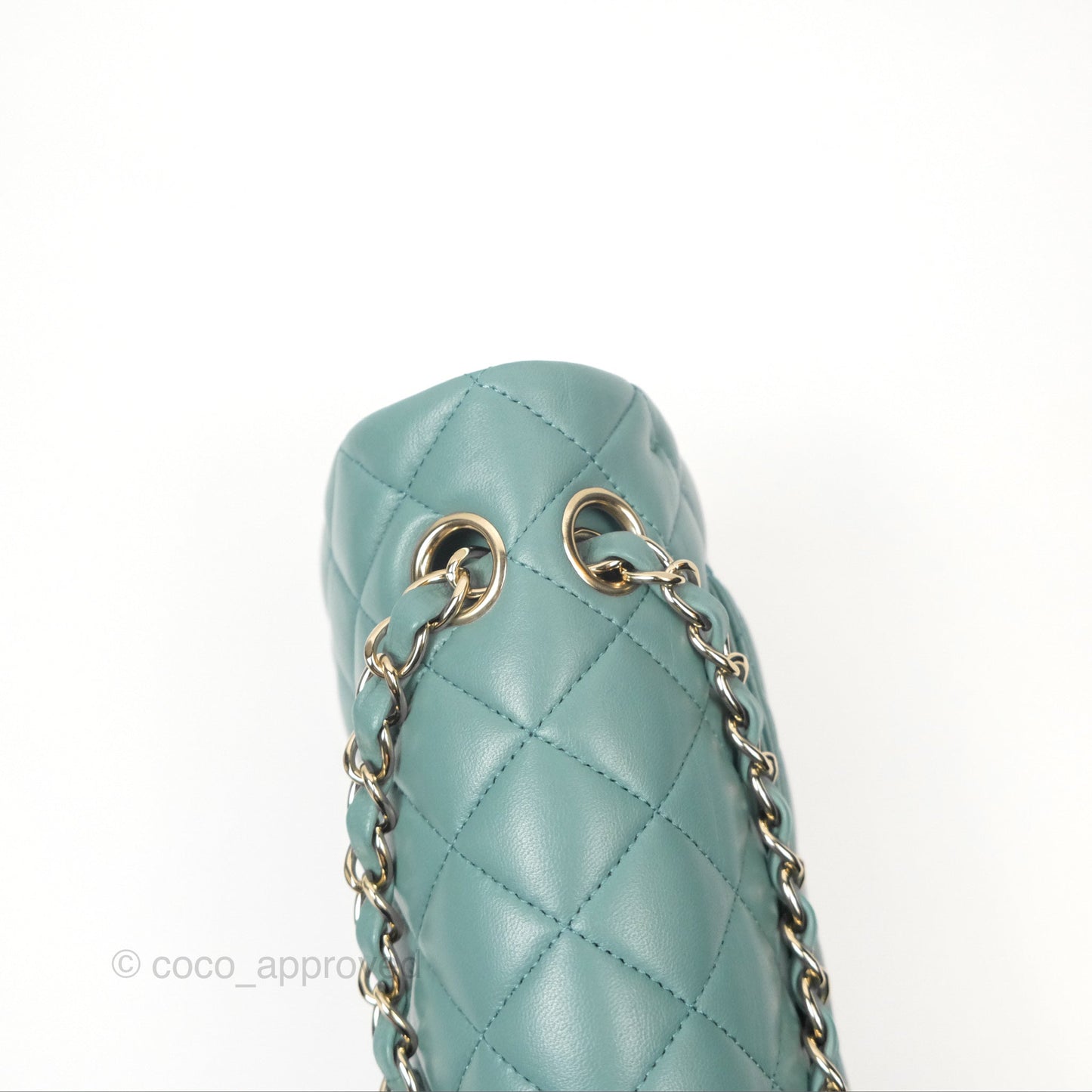 Chanel Small Quilted Classic Flap Dark Tiffany Green Lambskin Gold Hardware