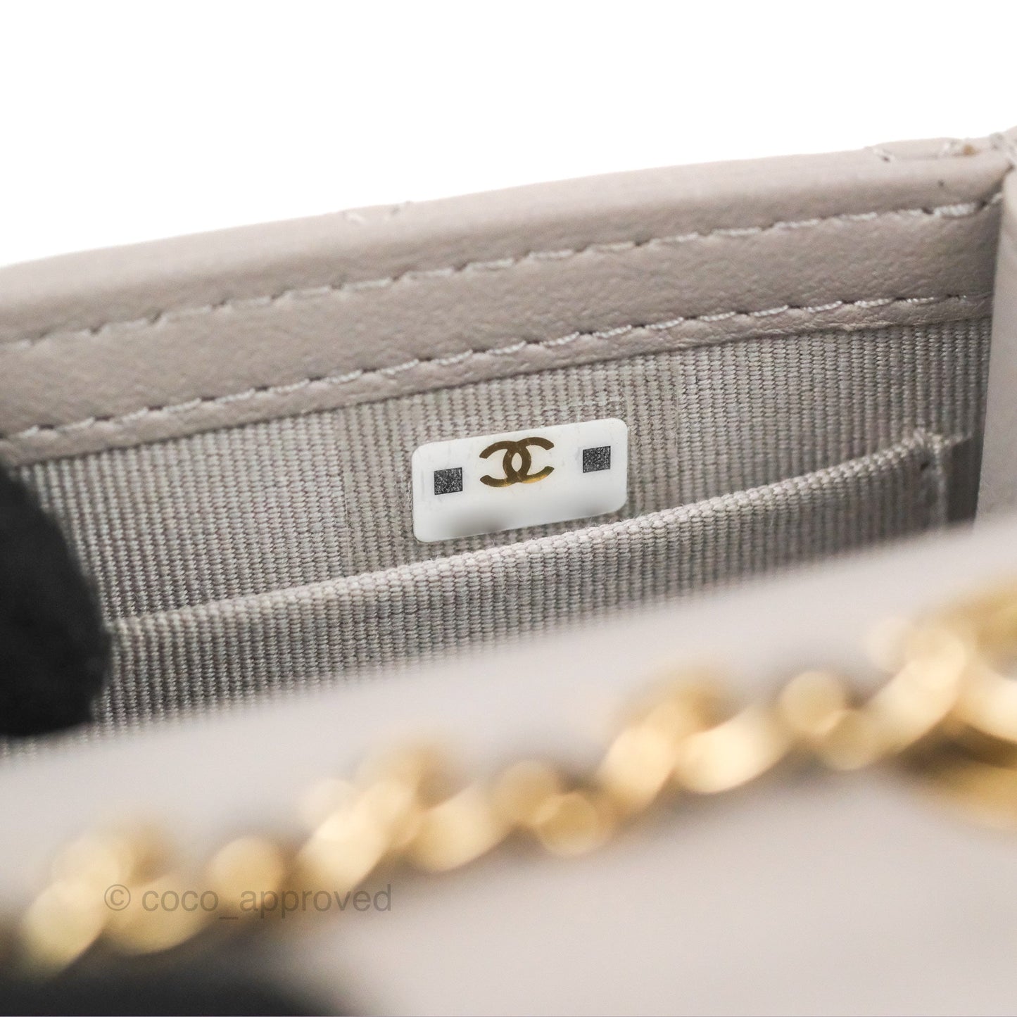 Chanel Mini Quilted Trendy CC Clutch With Chain Light Grey Lambskin Gold Hardware