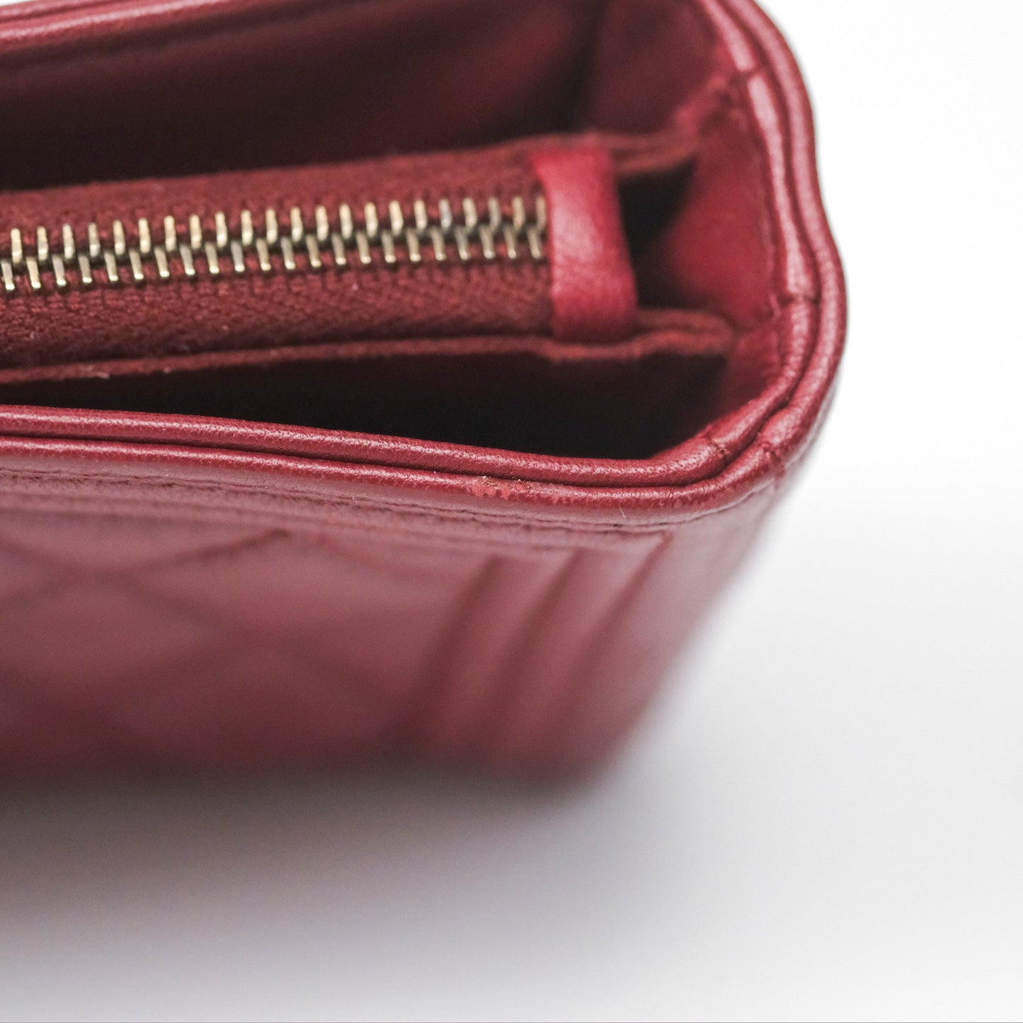 Chanel Quilted Boy Coin Case Dark Red Aged Gold Hardware