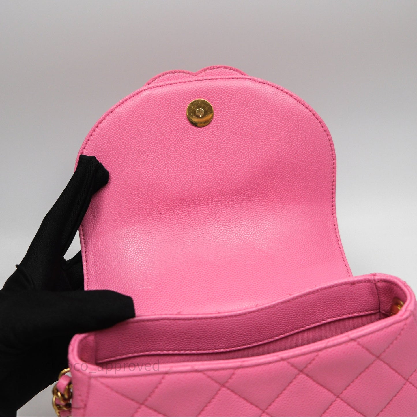 Chanel Quilted Mini Messenger Bag Pink Caviar Gold Hardware 23P