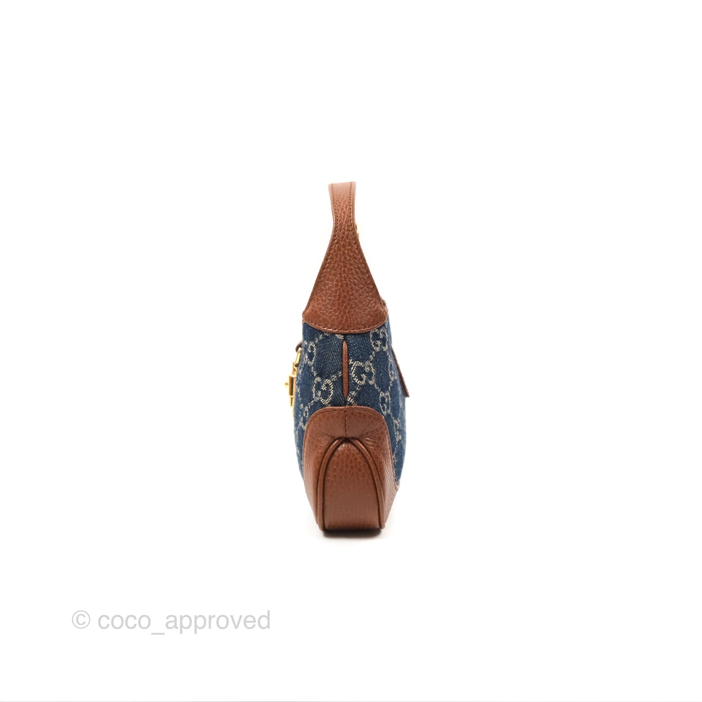 Gucci Jackie 1961 GG Supreme Denim Mini Shoulder Bag Gold Hardware