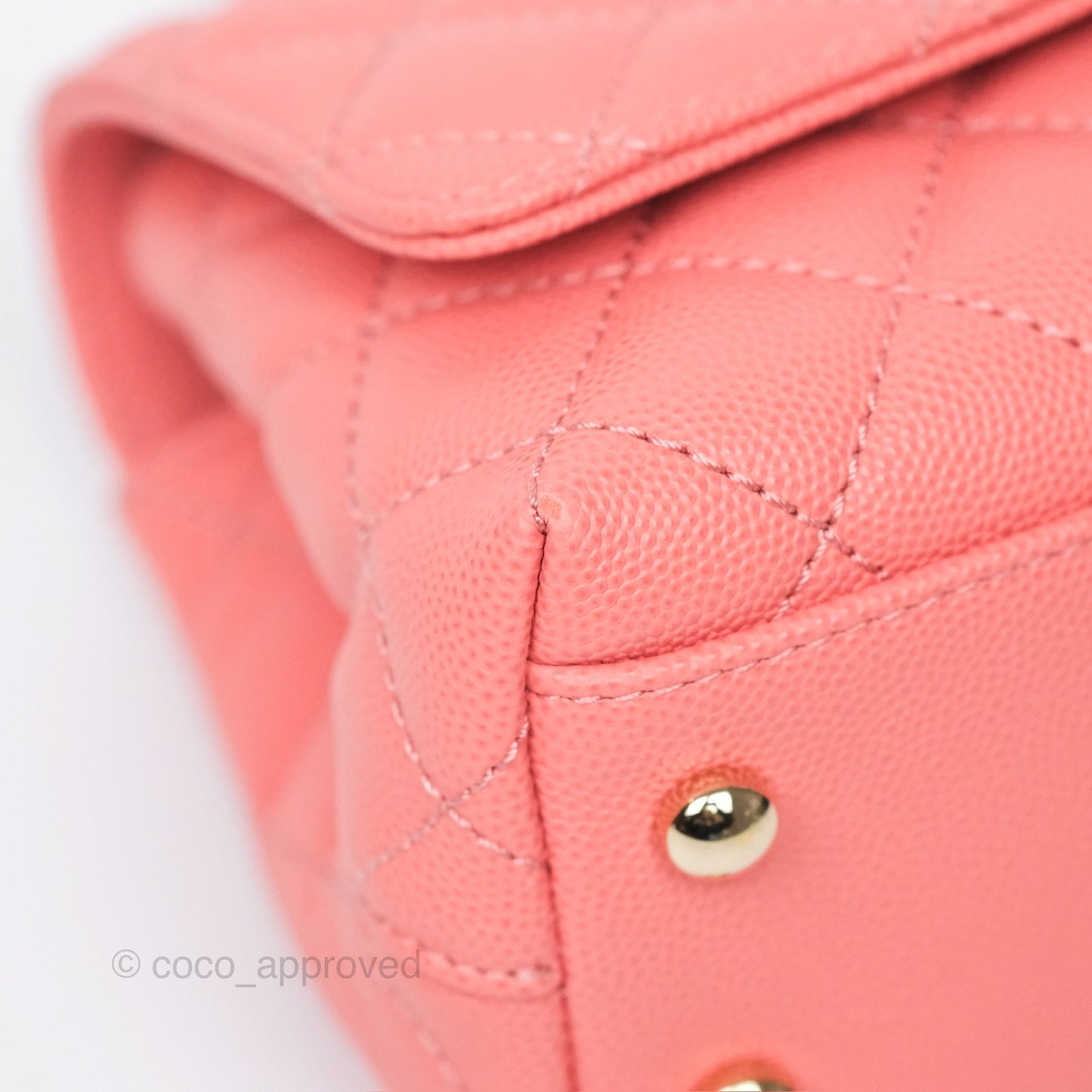 Chanel Mini Coco Handle Quilted Pink Caviar Gold Hardware