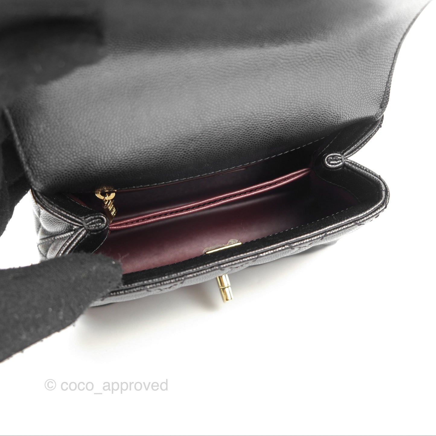 Chanel Mini Coco Handle Quilted Black Caviar Gold Hardware