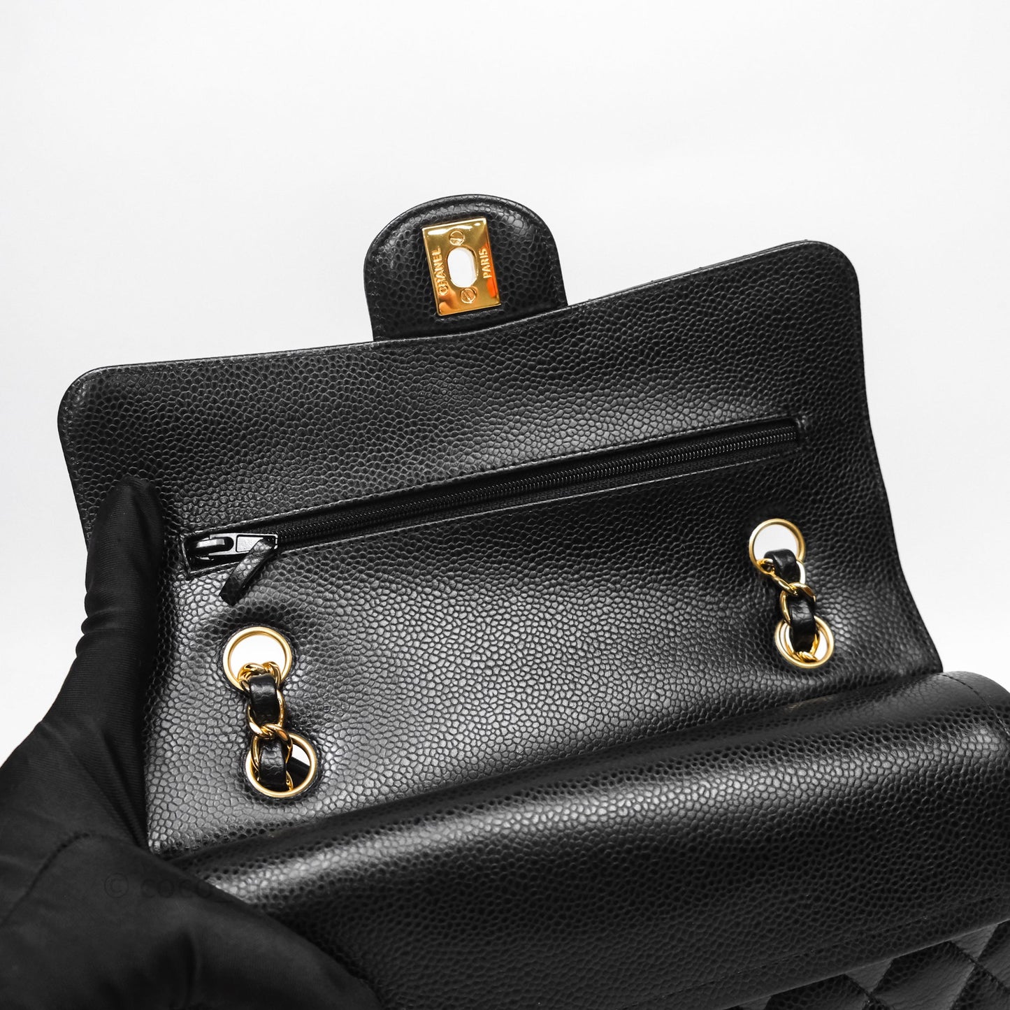 Chanel Small Classic Quilted Flap Black Caviar Gold Hardware