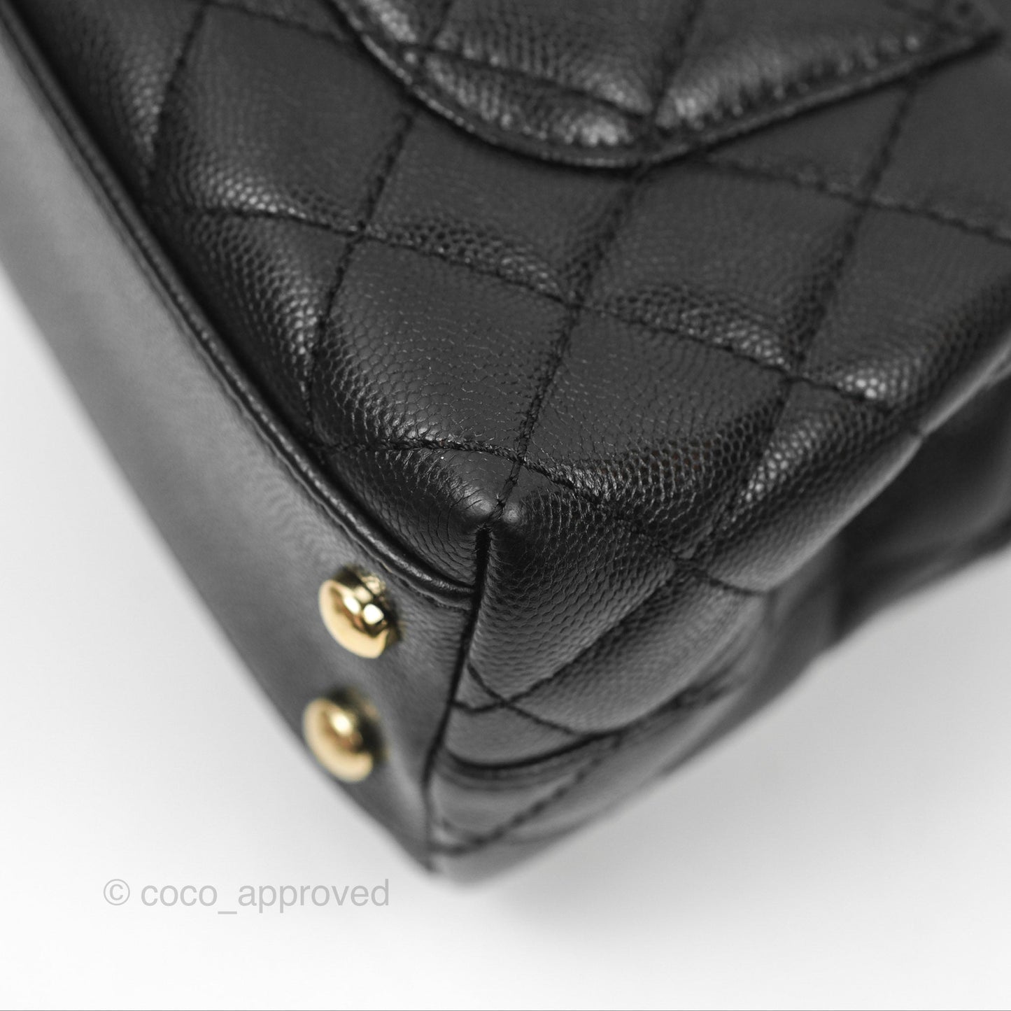 Chanel Mini Coco Handle Quilted Black Caviar Gold Hardware