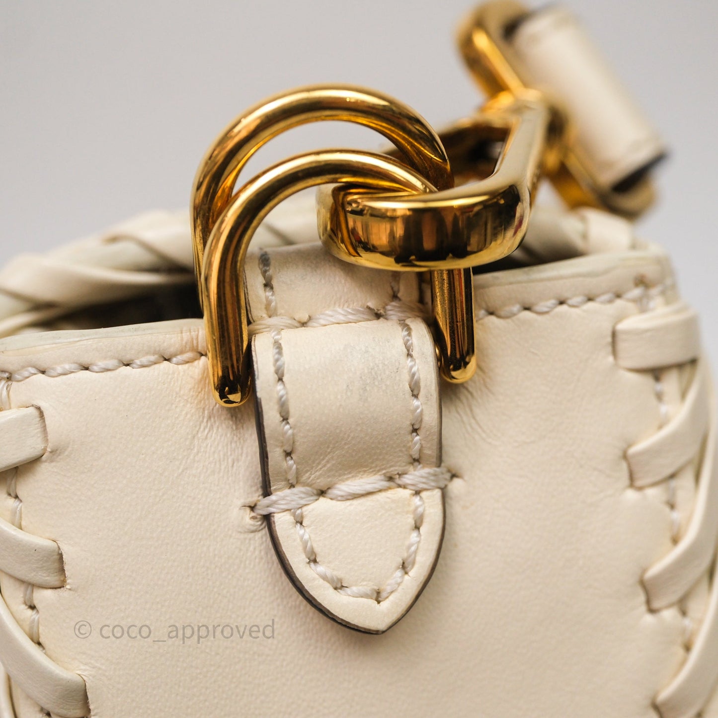Fendi Braided Leather Baguette Bag Ivory Gold Hardware
