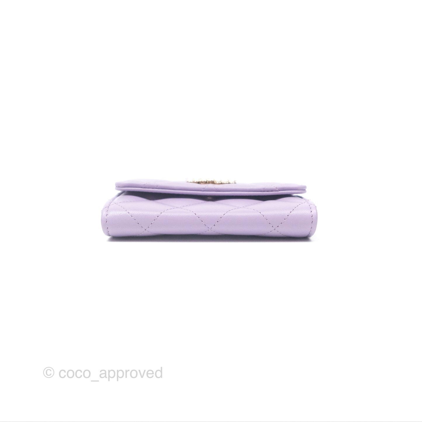 Chanel Flap Coin Purse Pearl CC Lilac Lambskin Gold Hardware