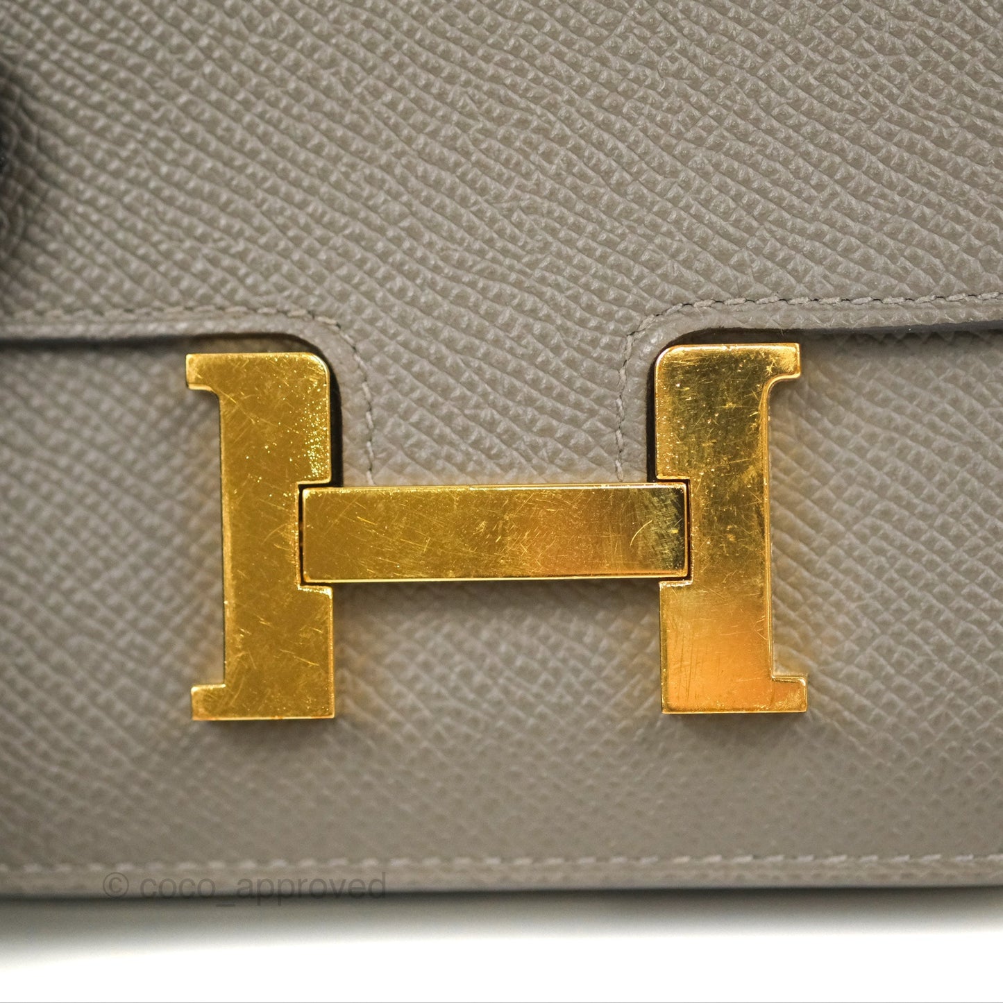 Hermès Constance Slim Wallet Gris Meyer 0L Epsom Gold Hardware