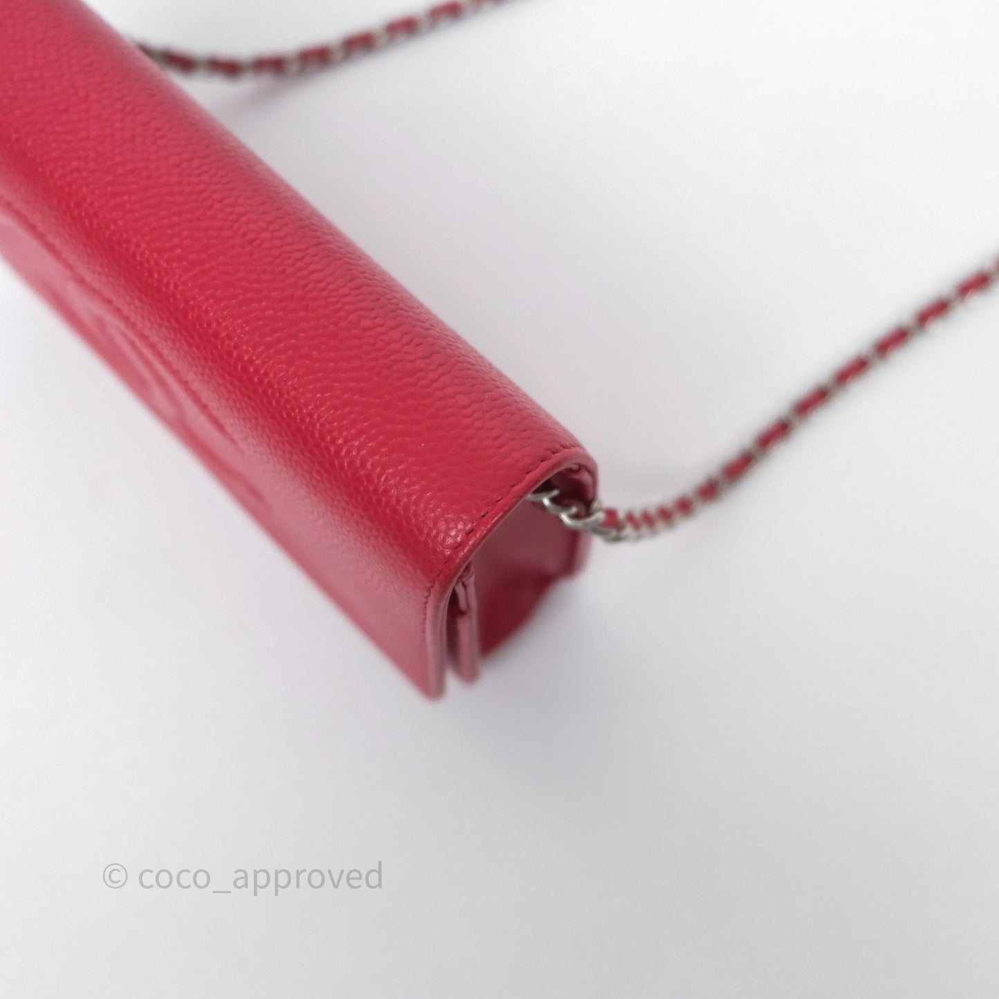 Chanel CC Wallet On Chain WOC Dark Pink Caviar Silver Hardware