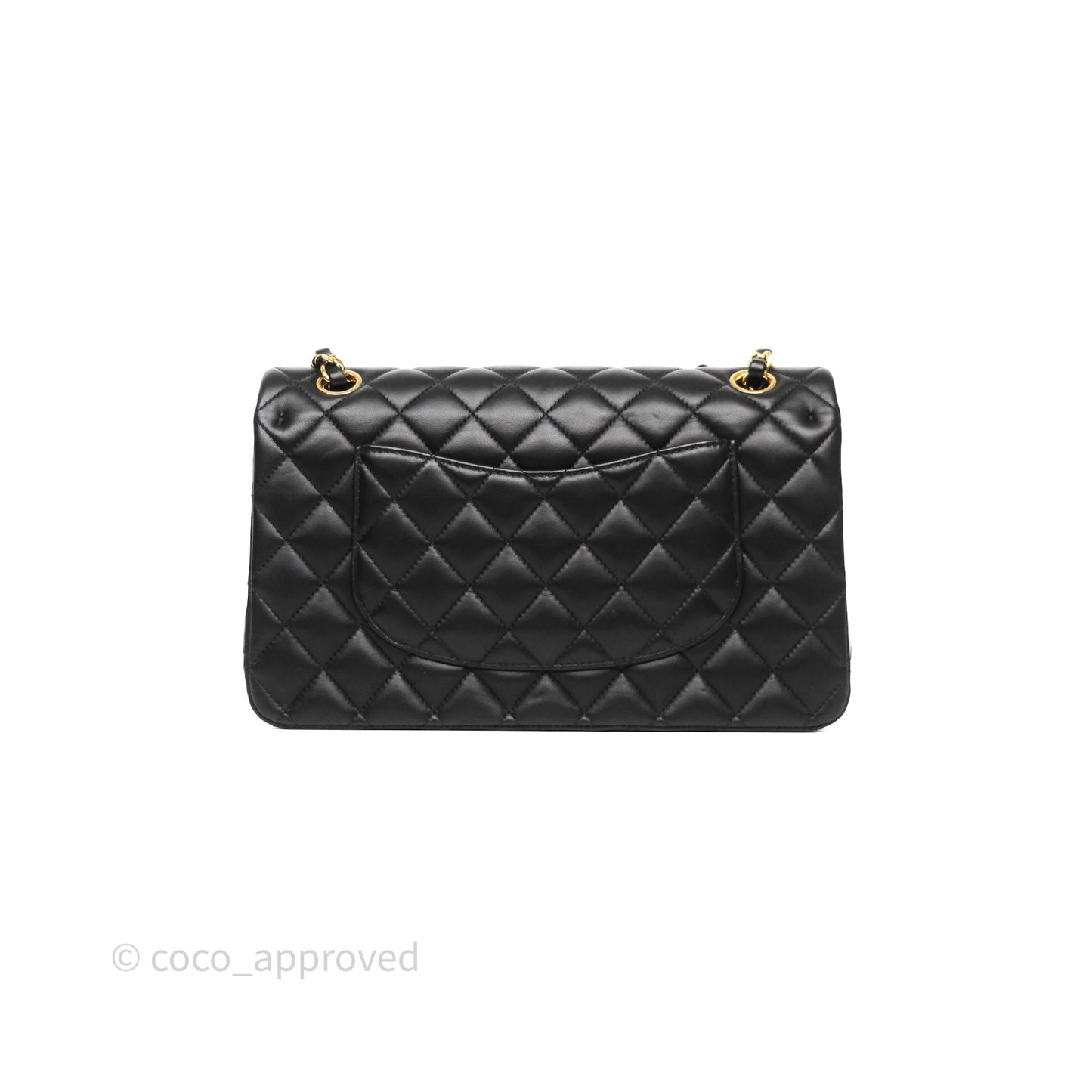 Chanel Classic M/L Medium Flap Quilted Black Lambskin Gold Hardware