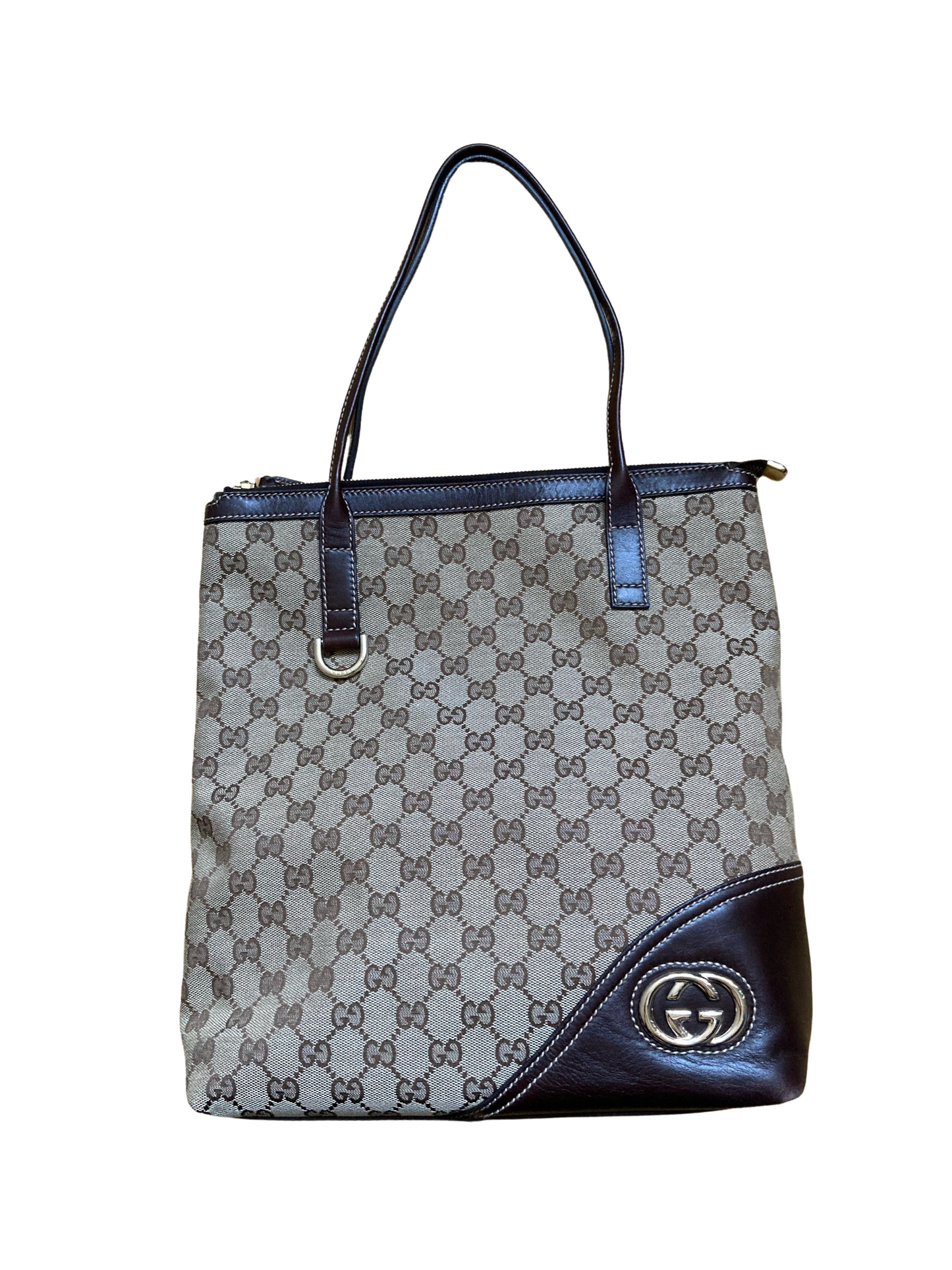 Luxury Gucci Abbey Jacquard & Leather Tote Bag