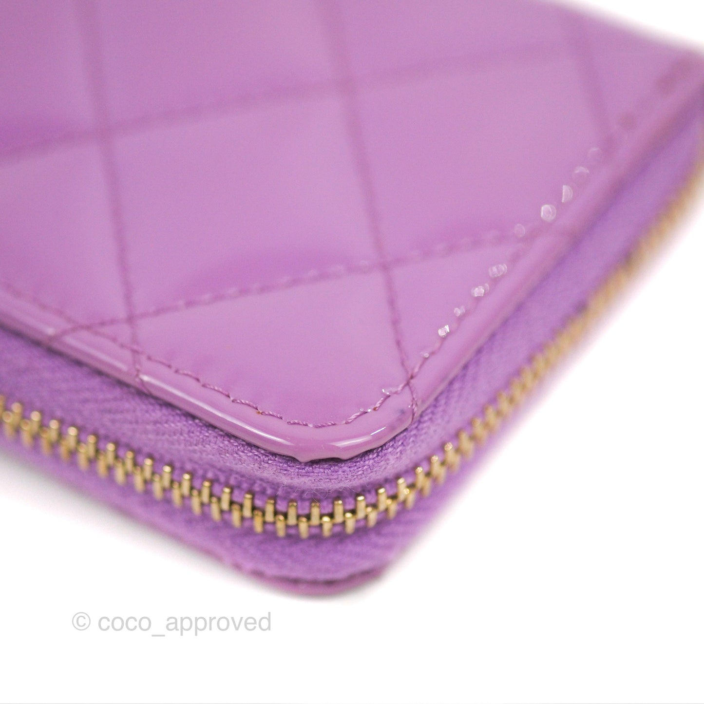 Chanel Classic Quilted Key Holder Purple Patent Gold Hardware