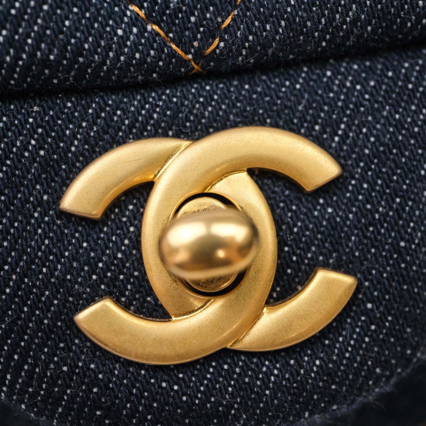 Chanel Mini Rectangular Quilted Dark Blue Denim Aged Gold Hardware