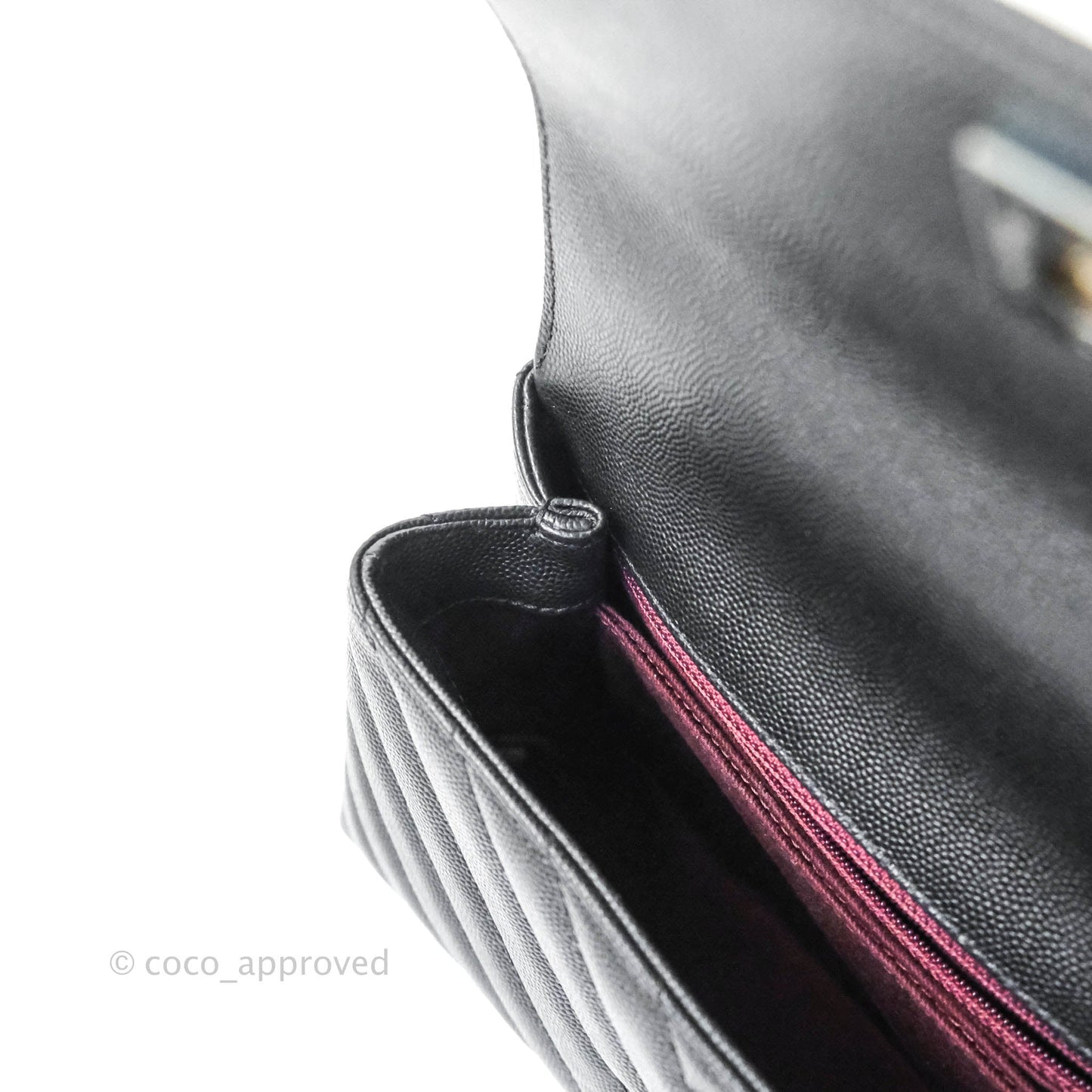 Chanel Mini (Small) Coco Handle Chevron Black Caviar Gun Metal Hardware