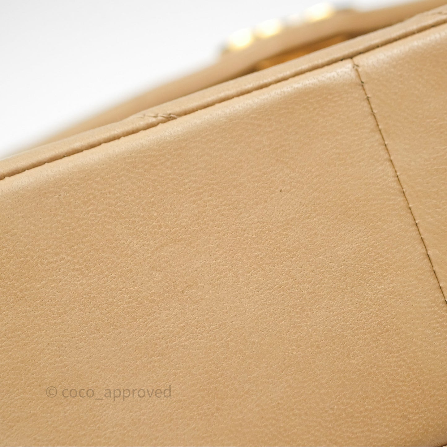 Chanel Vintage Medium Flap Chevron Beige Lambskin 24K Gold Hardware