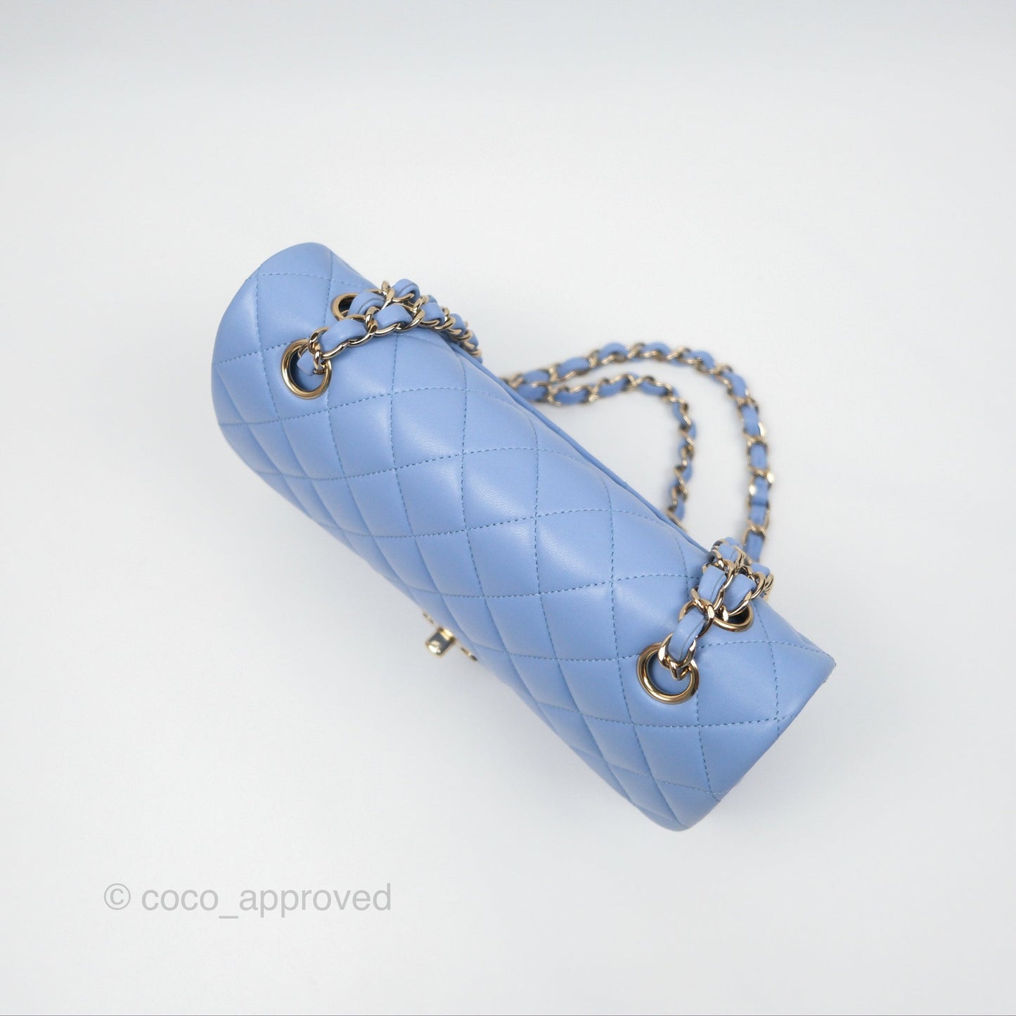 Chanel Small Classic Quilted Flap Sky Blue Lambskin Gold Hardware